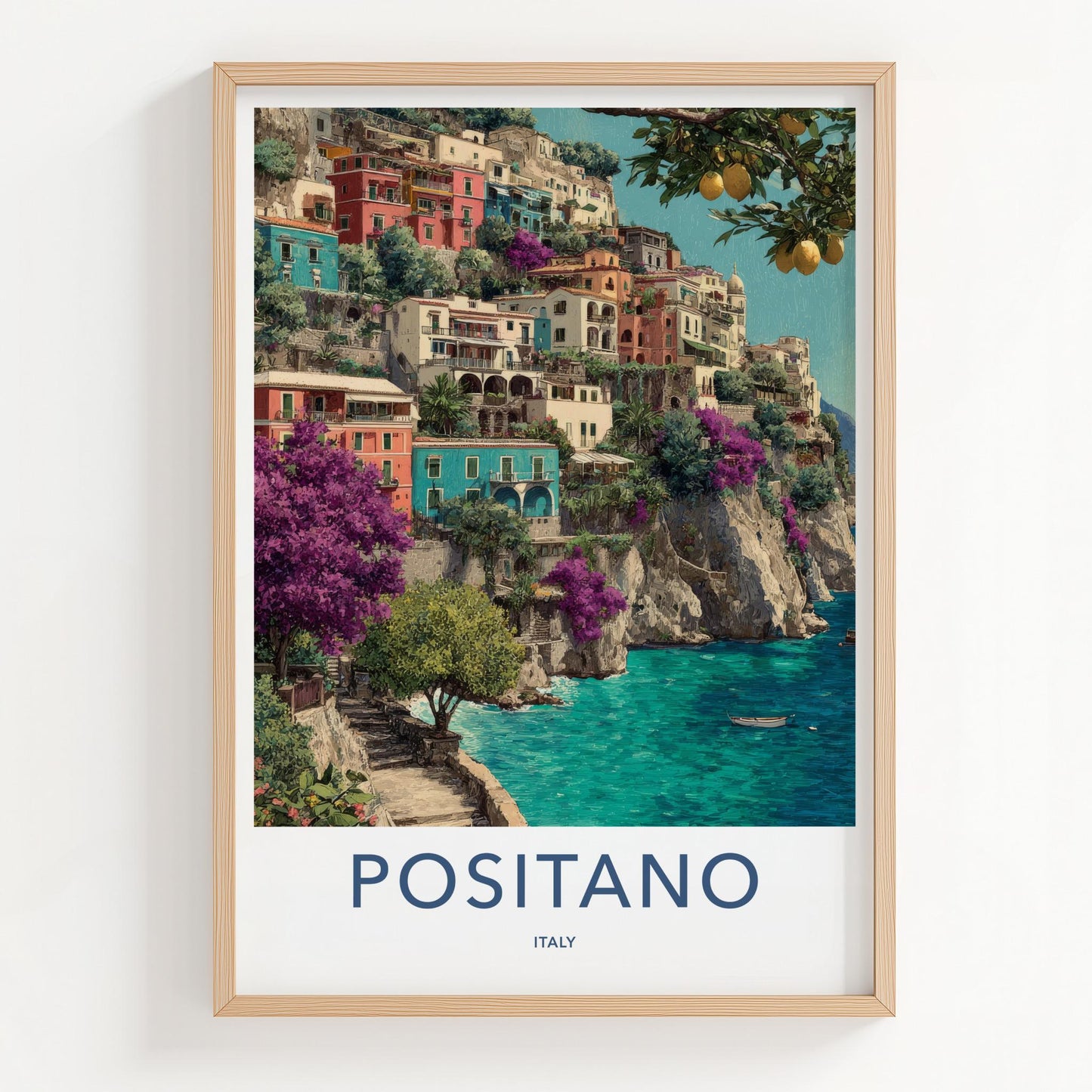 Positano Poster - Italy Travel Art - Vibrant Cliffside Village Home Decor