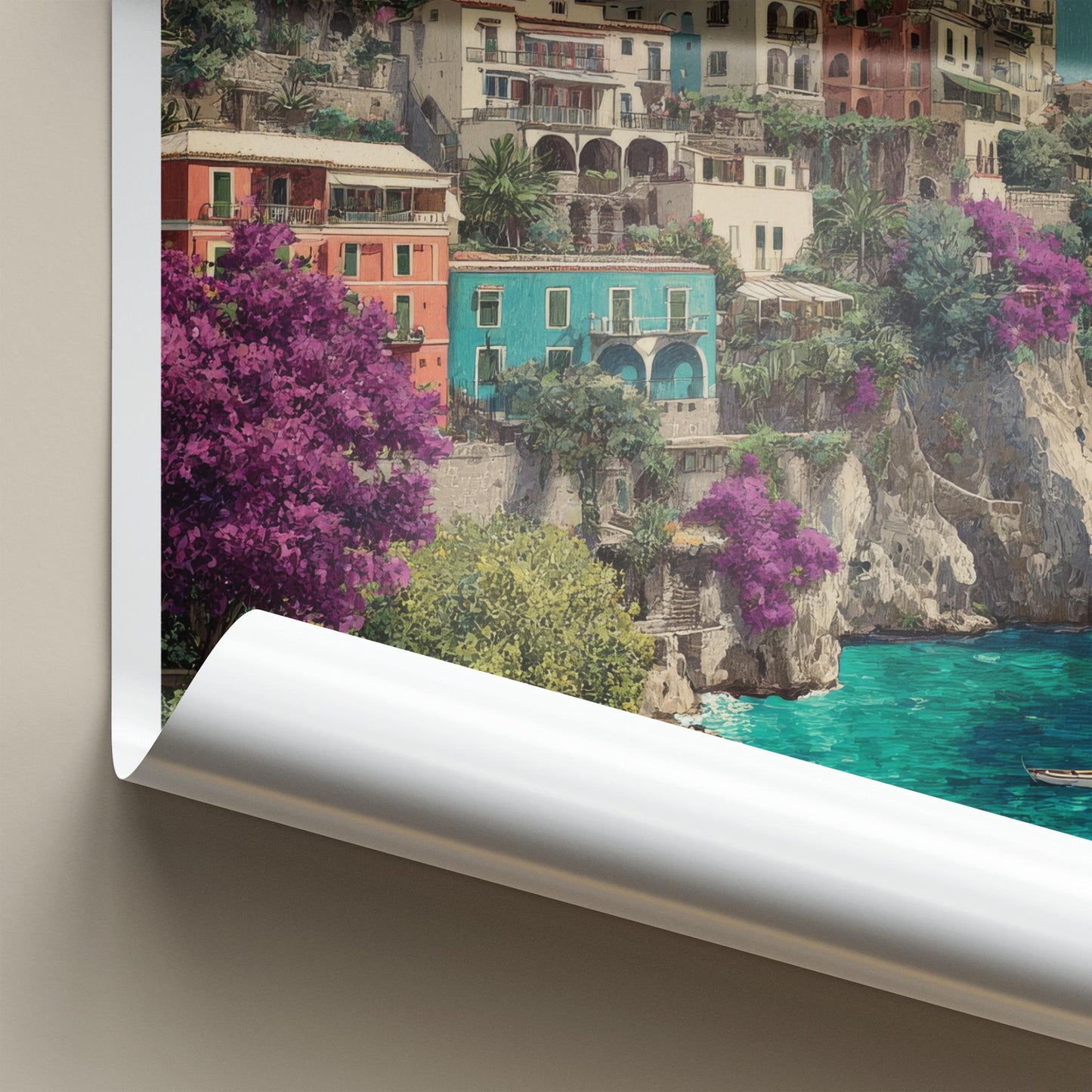 Positano Poster - Italy Travel Art - Vibrant Cliffside Village Home Decor