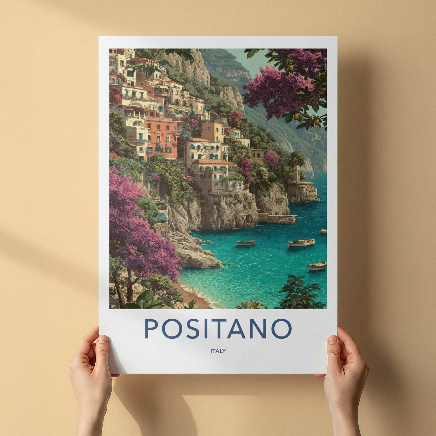 Positano Poster - Italy Travel Art - Vibrant Coastal Town Home Decor