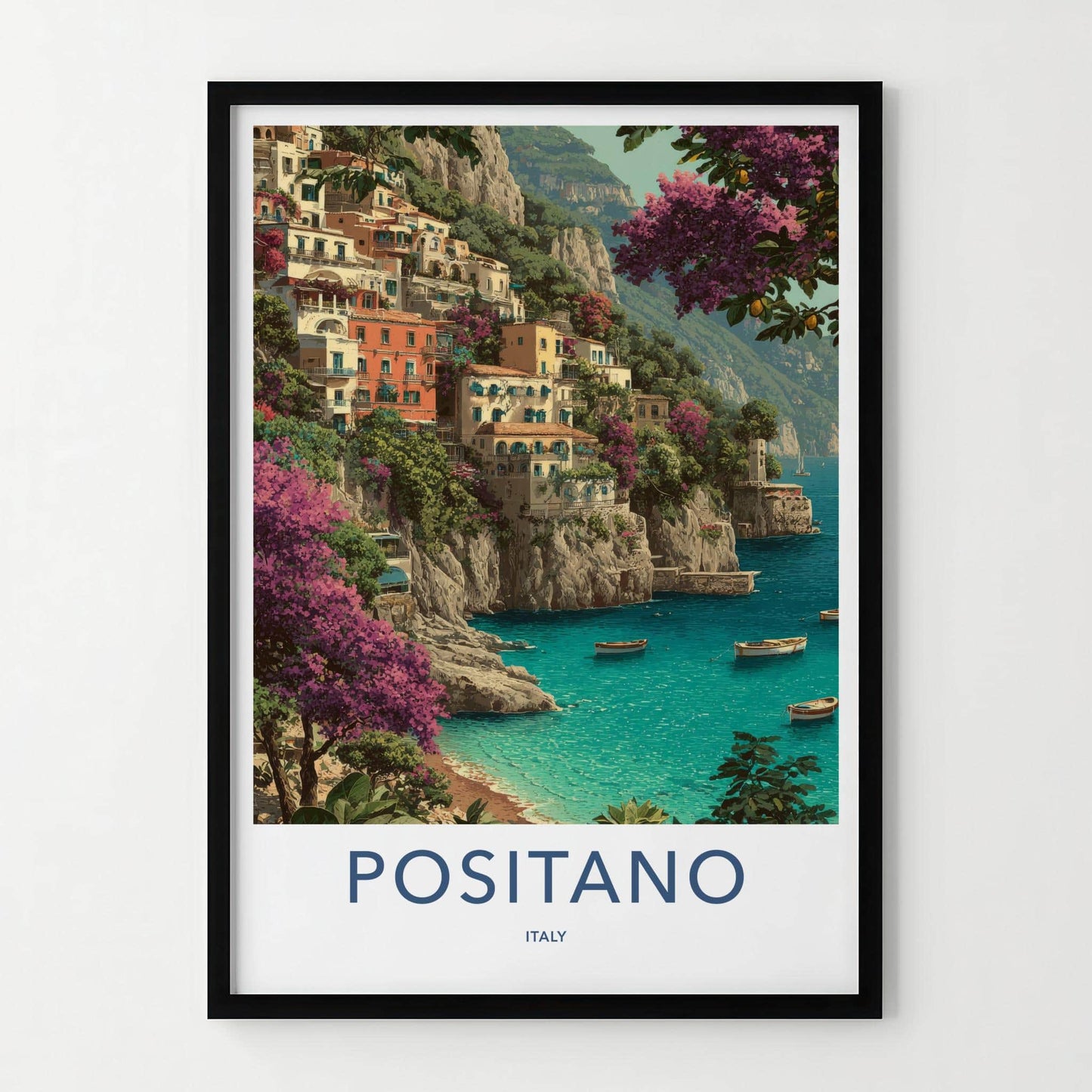 Positano Poster - Italy Travel Art - Vibrant Coastal Town Home Decor