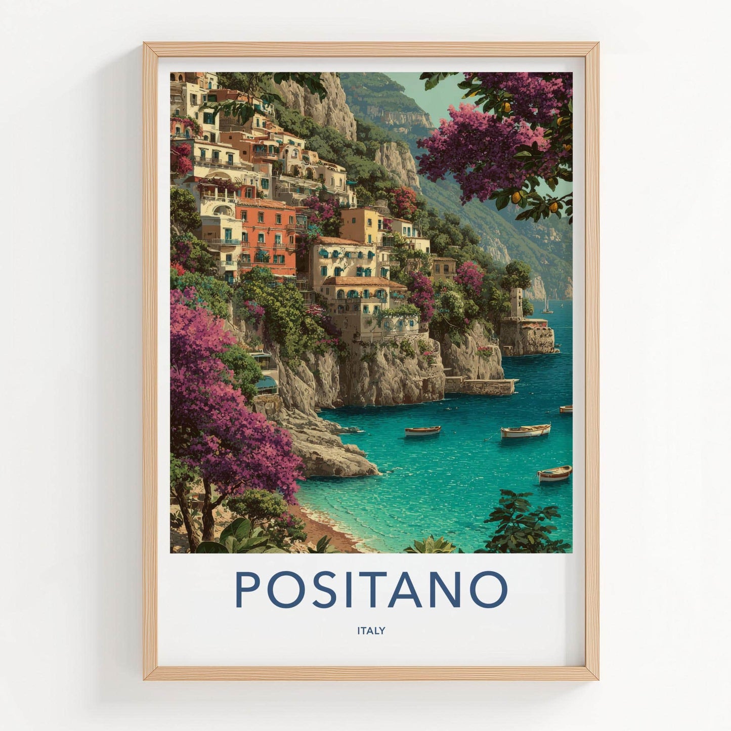 Positano Poster - Italy Travel Art - Vibrant Coastal Town Home Decor