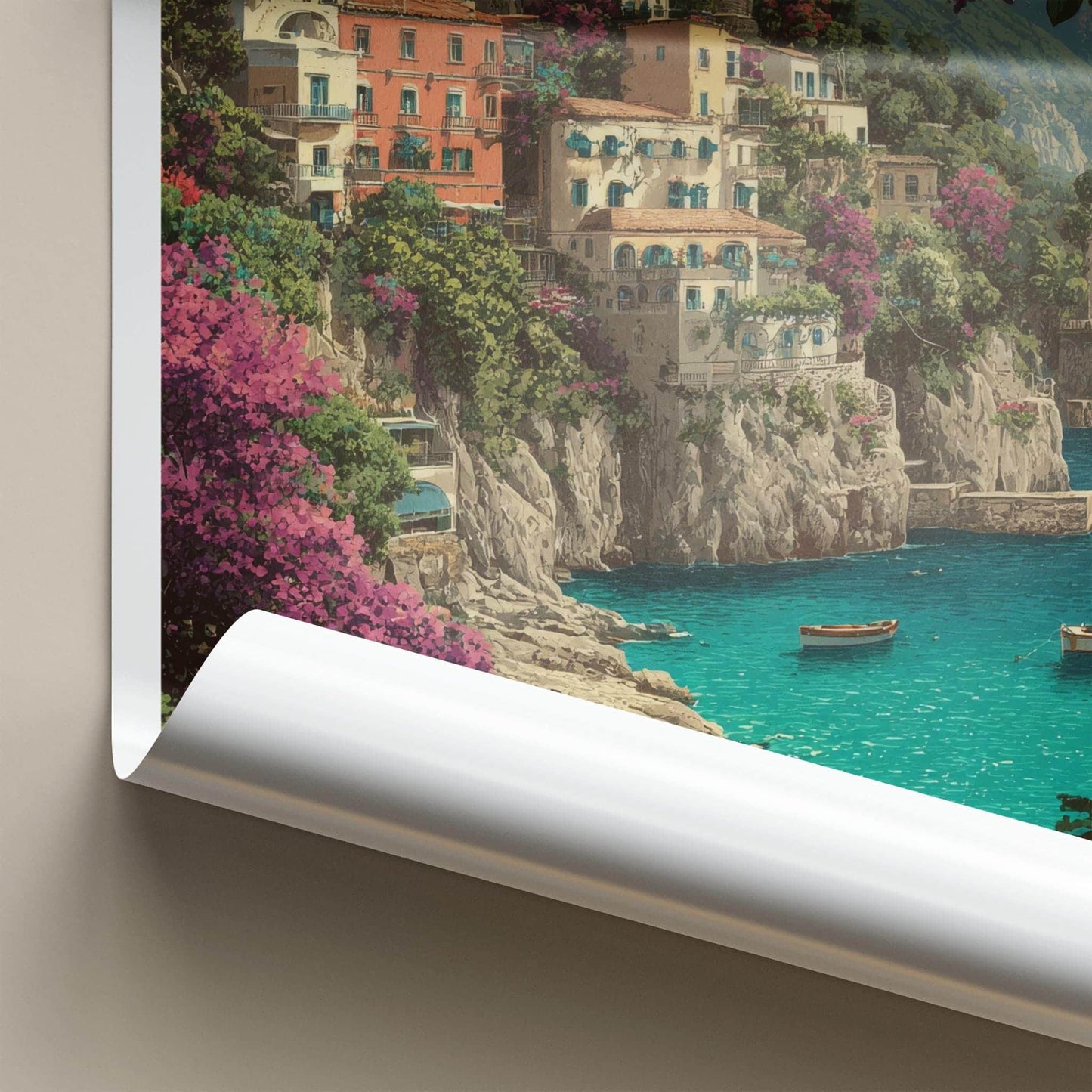 Positano Poster - Italy Travel Art - Vibrant Coastal Town Home Decor