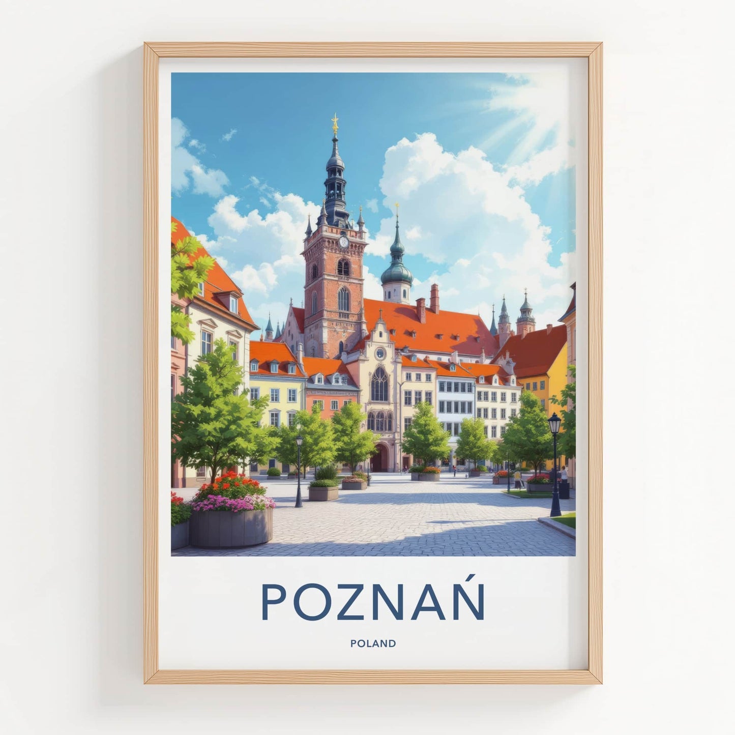 Poznan Poster - Poland Travel Art - Historic Market Square Home Decor