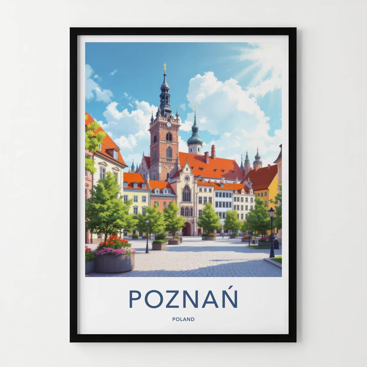 Poznan Poster - Poland Travel Art - Historic Market Square Home Decor