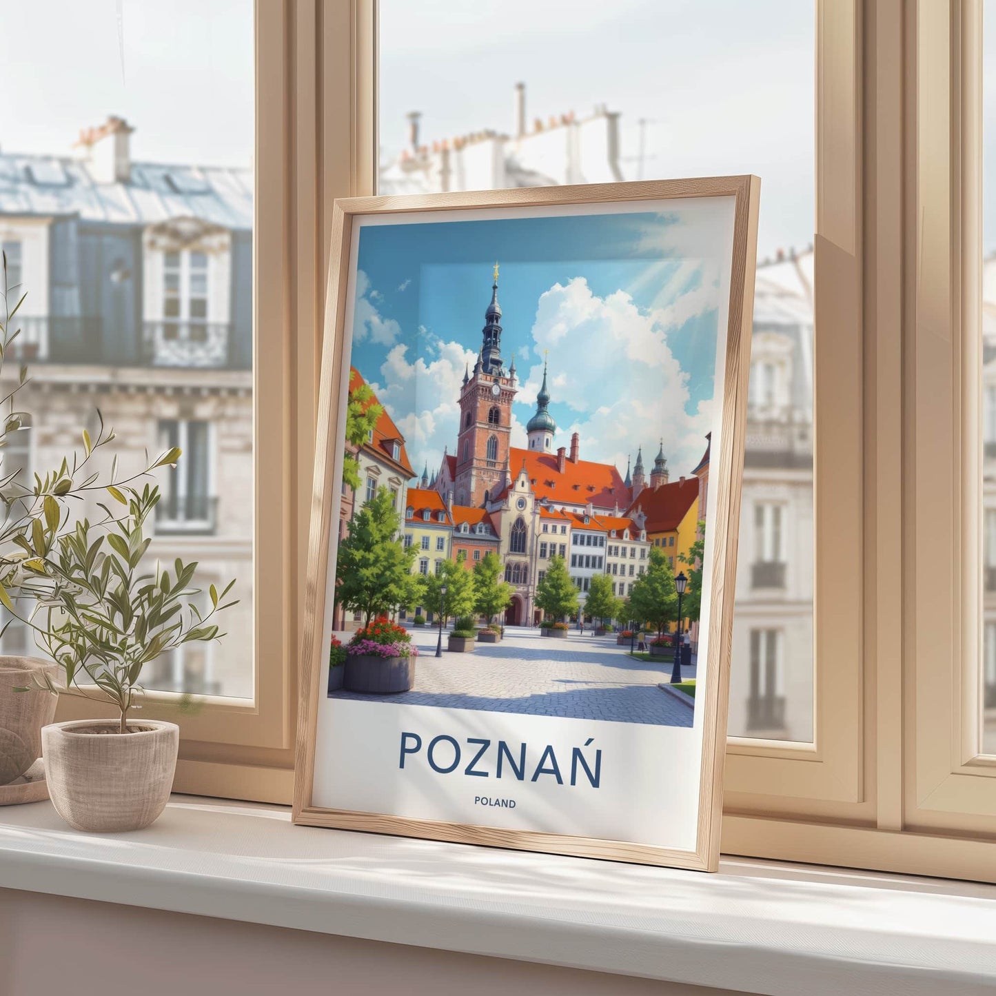 Poznan Poster - Poland Travel Art - Historic Market Square Home Decor
