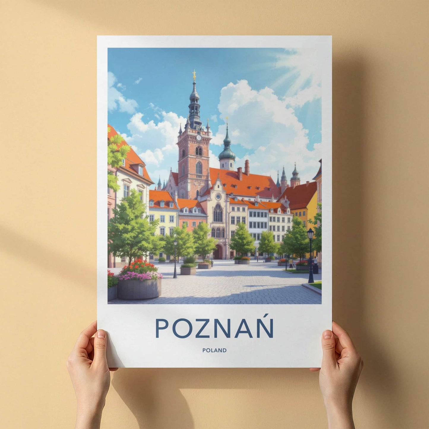 Poznan Poster - Poland Travel Art - Historic Market Square Home Decor