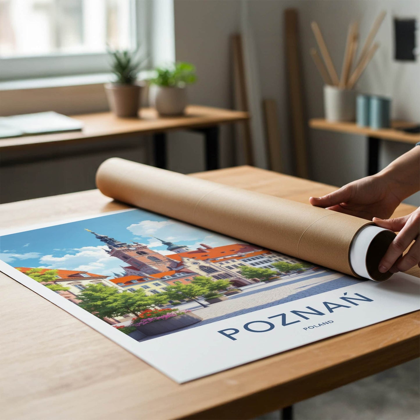 Poznan Poster - Poland Travel Art - Historic Market Square Home Decor