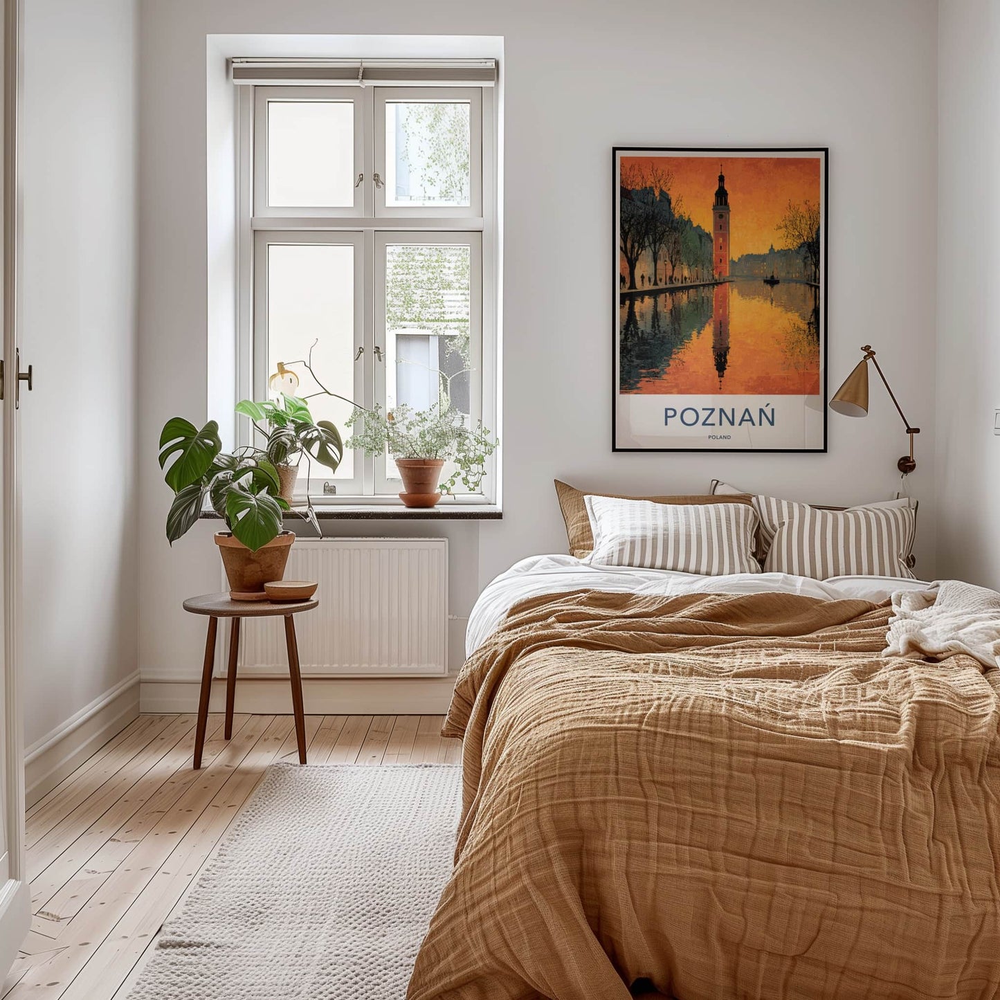 Poznan Poster - Poland Travel Art - Historic Tower River Home Decor