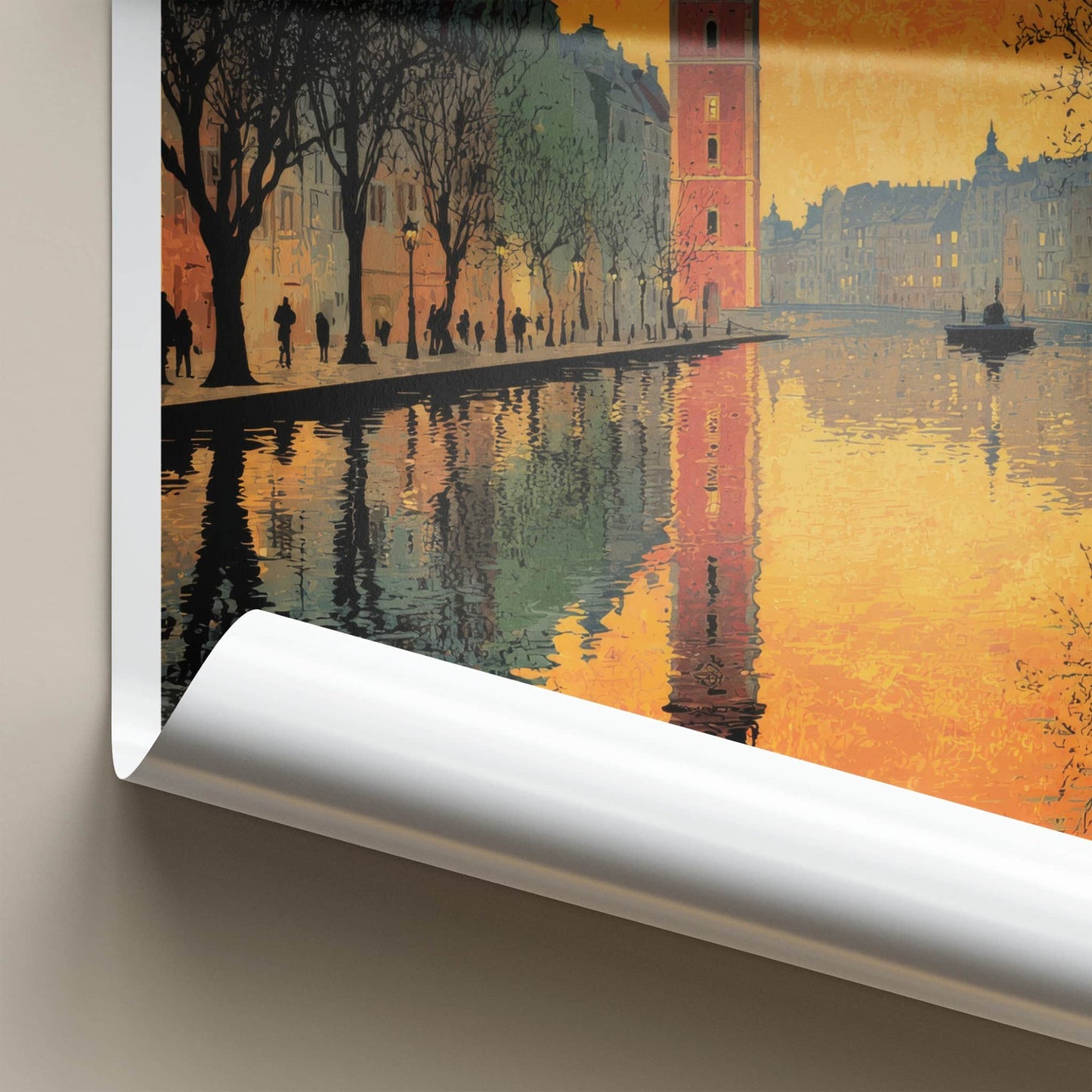 Poznan Poster - Poland Travel Art - Historic Tower River Home Decor