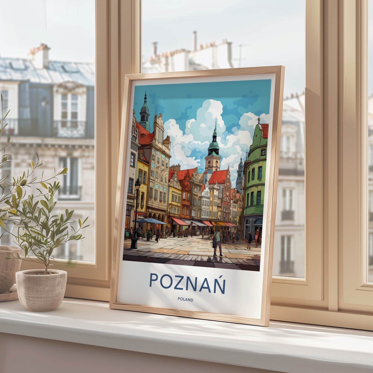Poznan Poster - Poland Travel Art - Historic Town Square Wall Decor