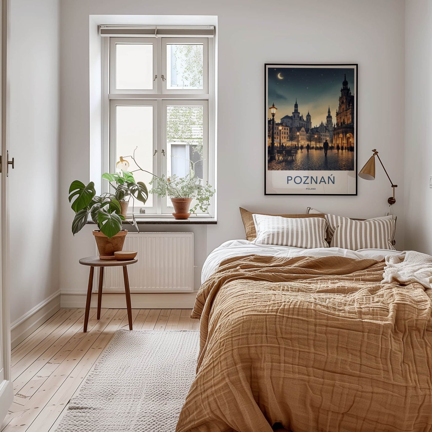 Poznan Poster - Poland Travel Art - Illuminated City Square Home Decor