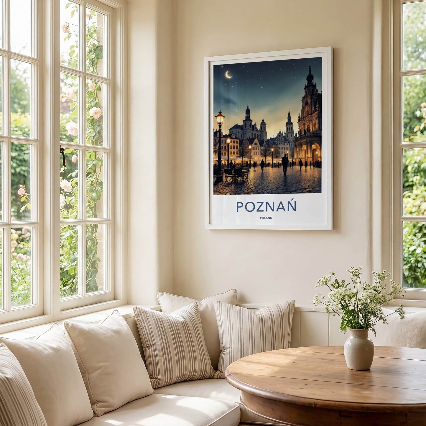 Poznan Poster - Poland Travel Art - Illuminated City Square Home Decor