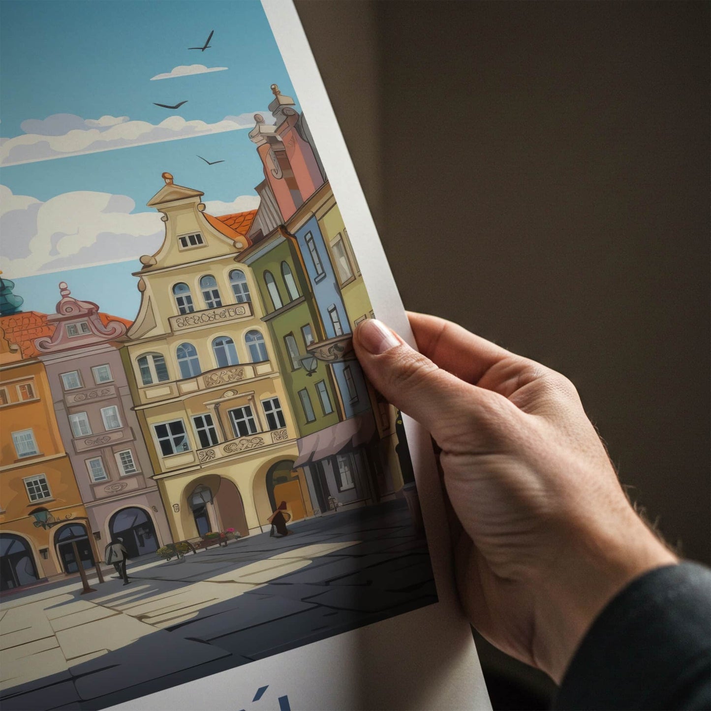 Poznan Poster - Poland Travel Art - Vibrant Buildings Tower Home Decor