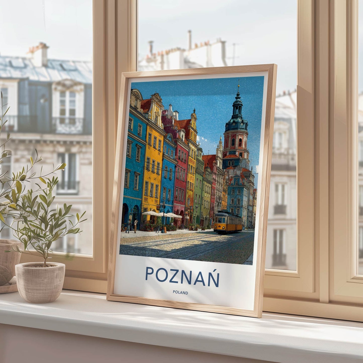 Poznan Poster - Poland Travel Art - Vibrant City Tram Wall Decor
