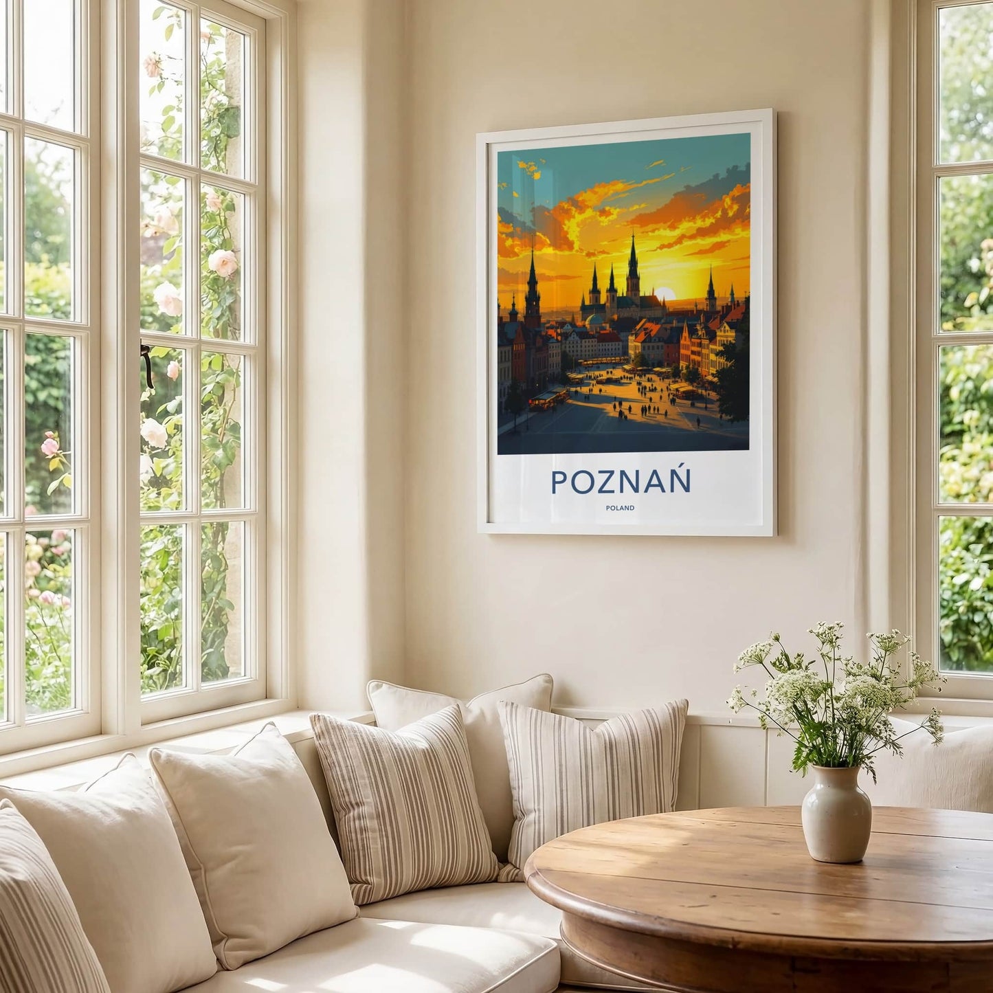 Poznan Poster - Poland Travel Art - Vibrant Market Sunset Wall Decor