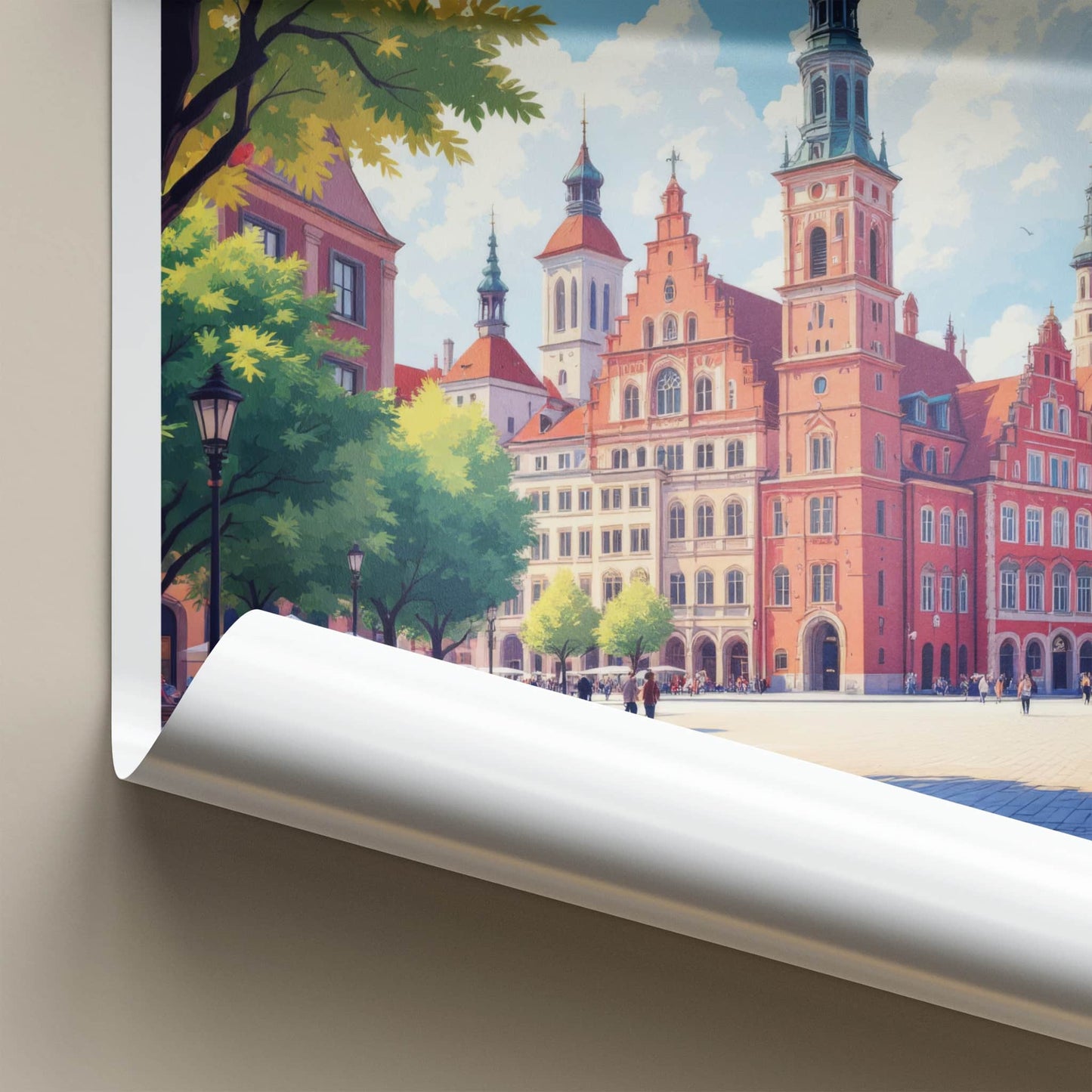Poznan Poster - Poland Travel Art - Vibrant Old Town Square Home Decor