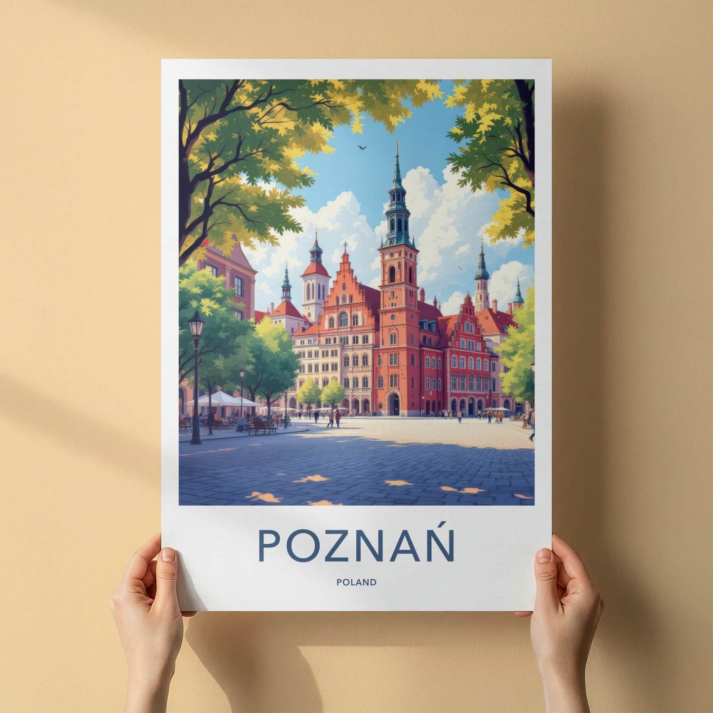 Poznan Poster - Poland Travel Art - Vibrant Old Town Square Home Decor
