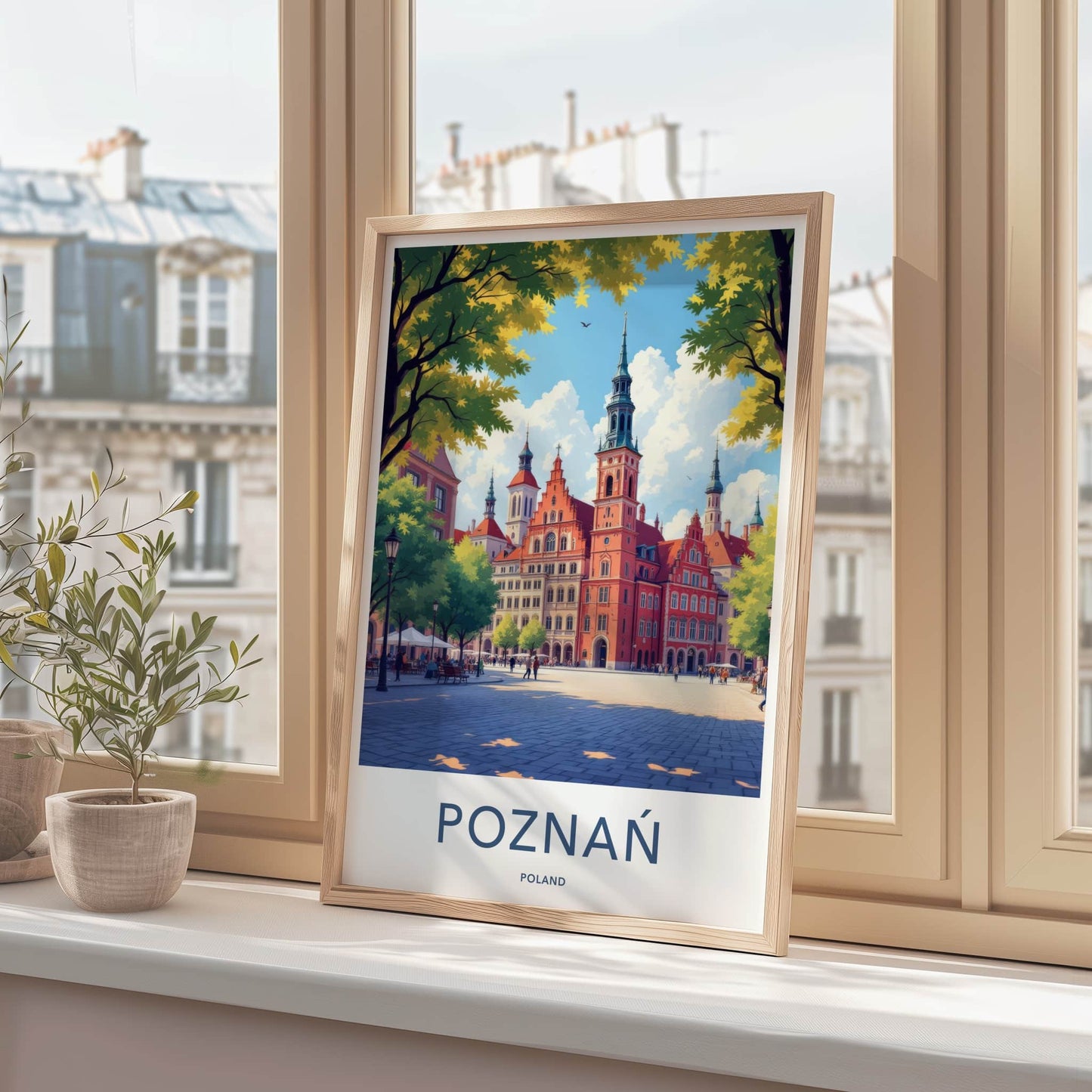 Poznan Poster - Poland Travel Art - Vibrant Old Town Square Home Decor