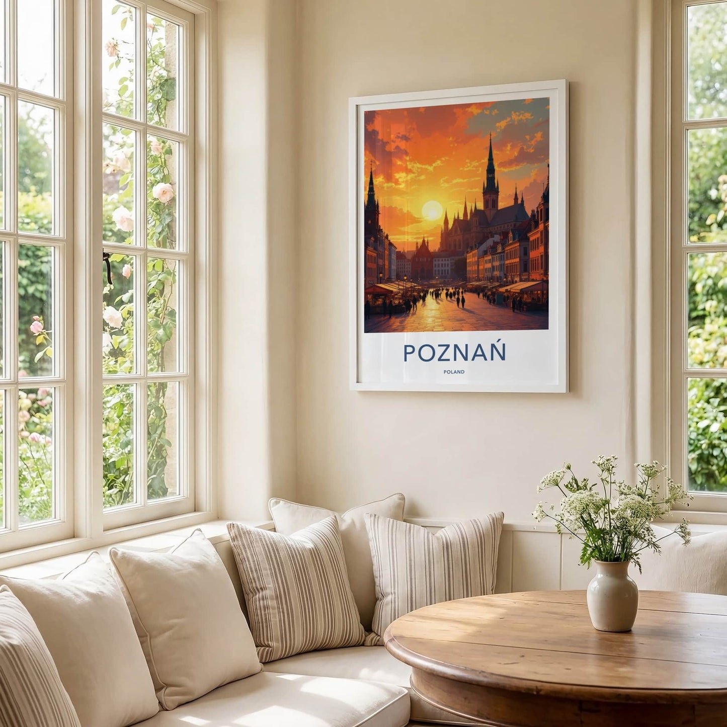 Poznan Poster - Poland Travel Print - Golden Sunset Cityscape Home Decor