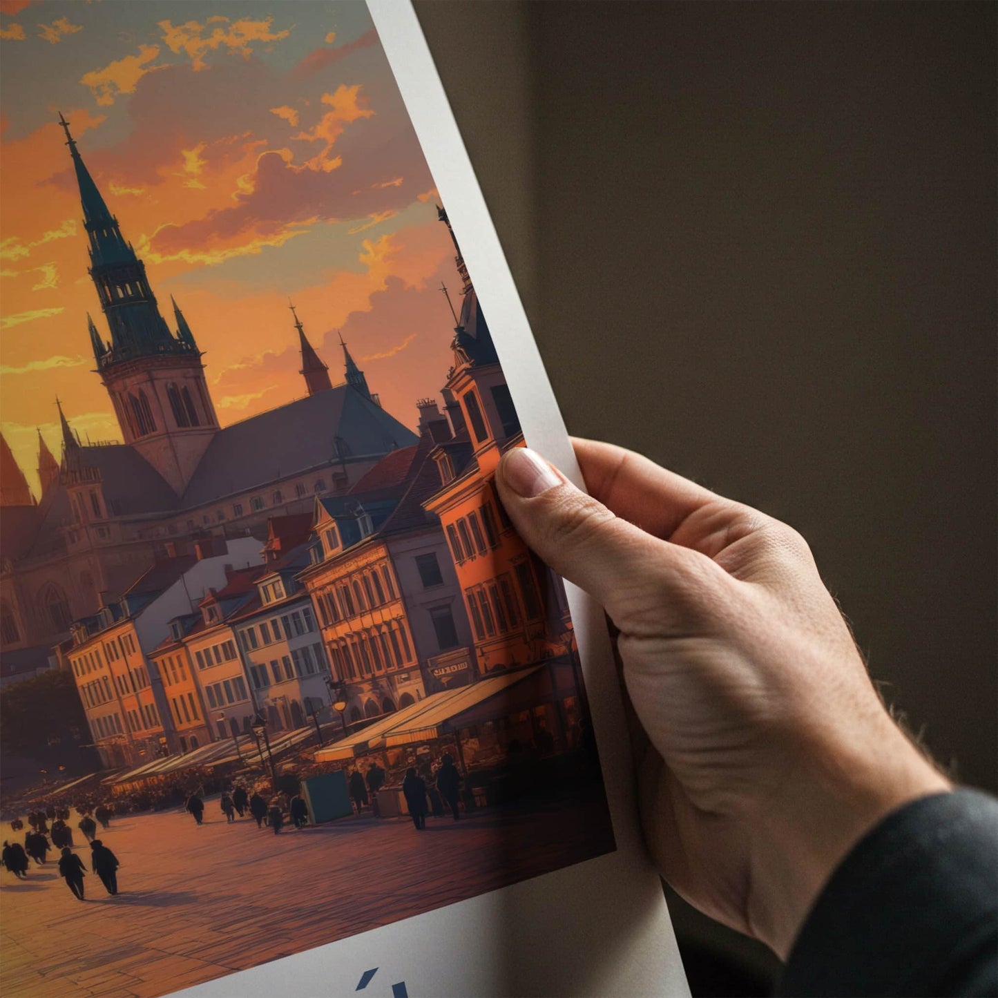 Poznan Poster - Poland Travel Print - Golden Sunset Cityscape Home Decor