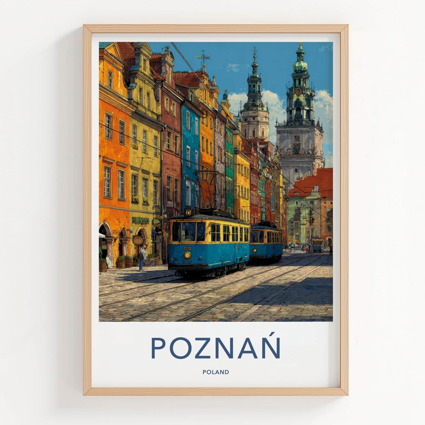 Poznan Poster - Poland Wall Art - Vibrant City Trams Home Decor
