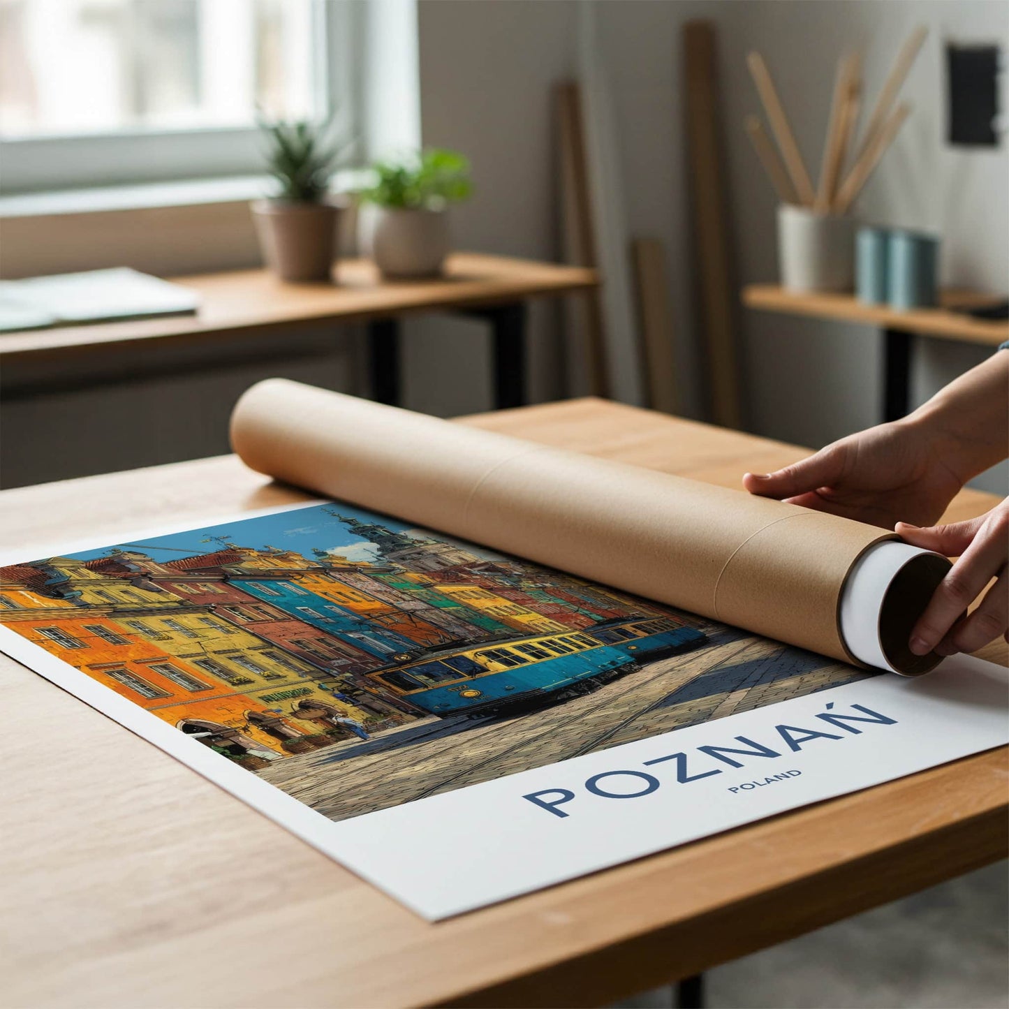 Poznan Poster - Poland Wall Art - Vibrant City Trams Home Decor