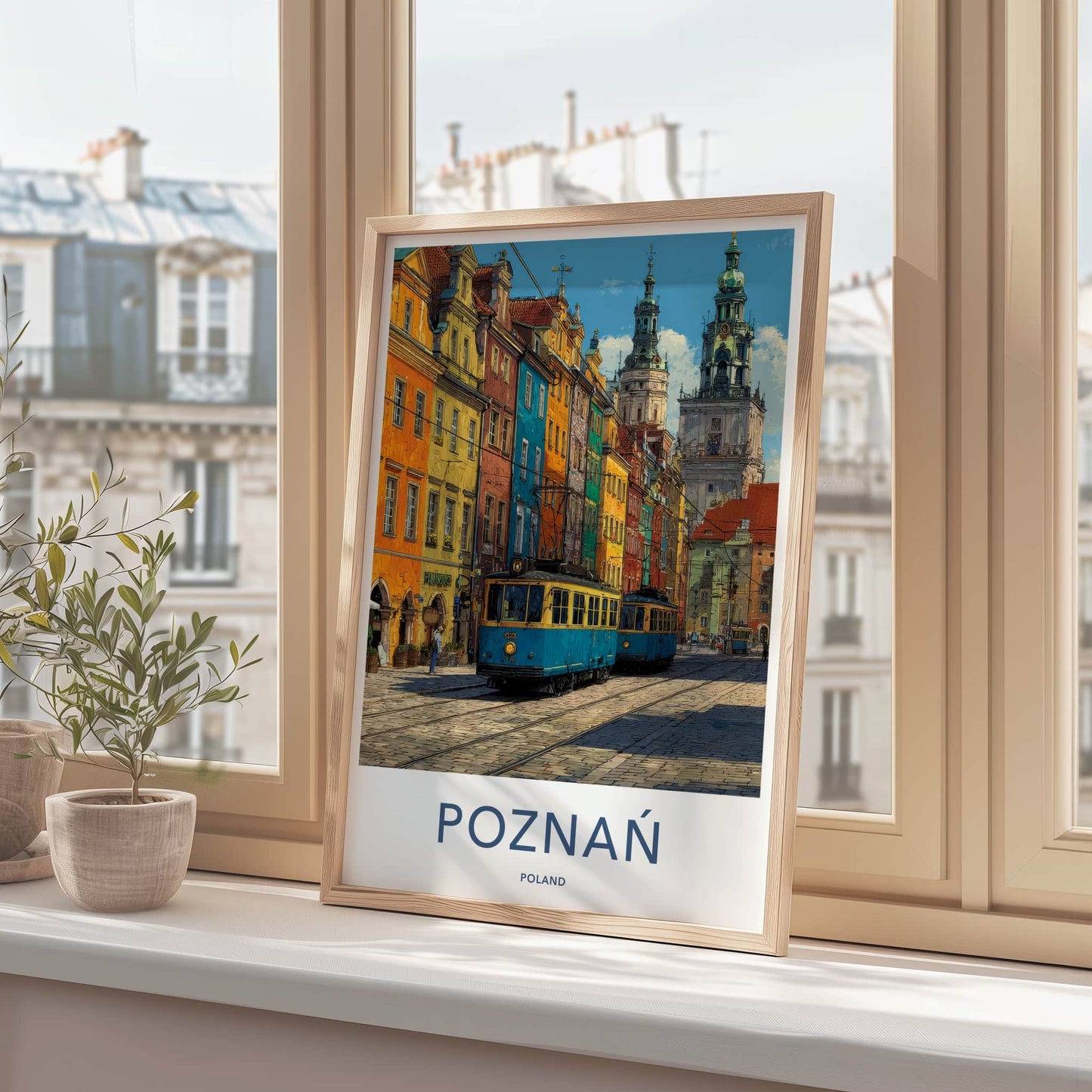 Poznan Poster - Poland Wall Art - Vibrant City Trams Home Decor