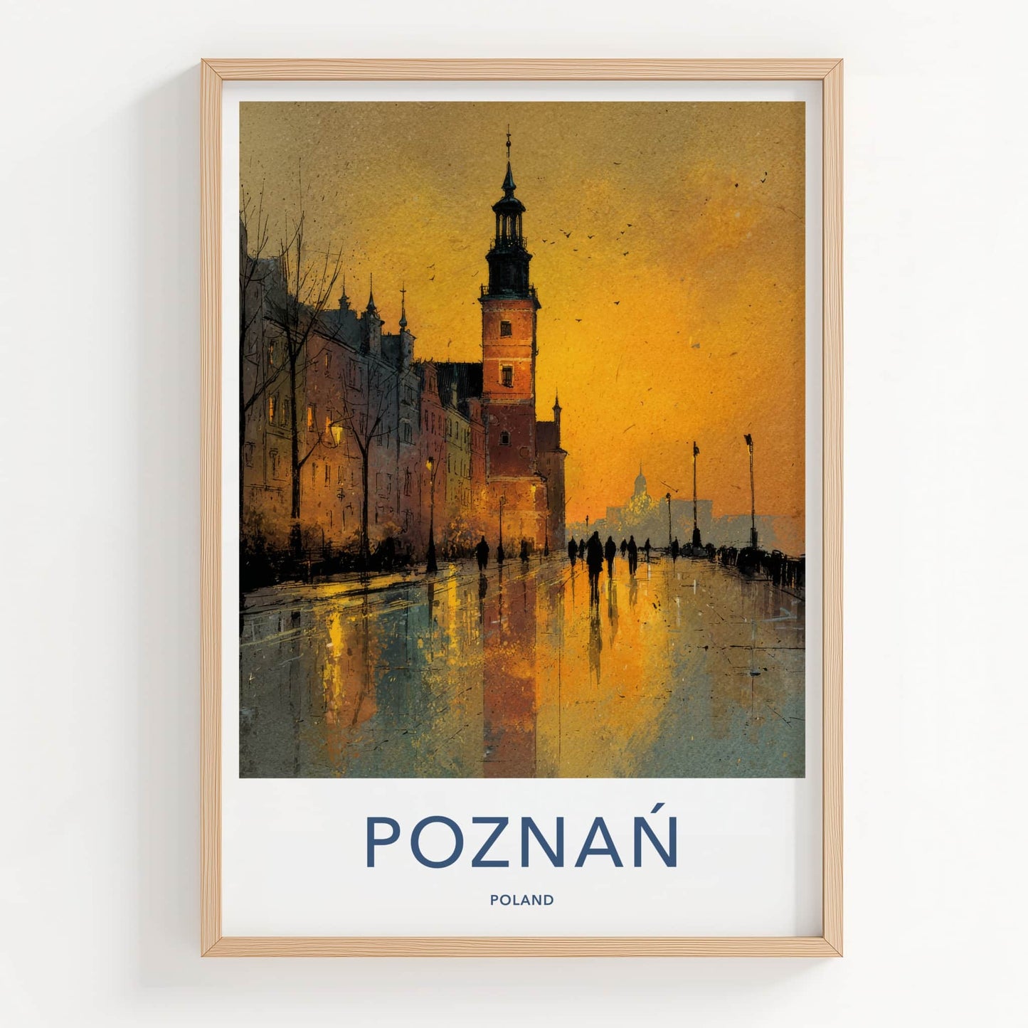 Poznan Poster - Poland Wall Art - Wet Street Reflections Home Decor
