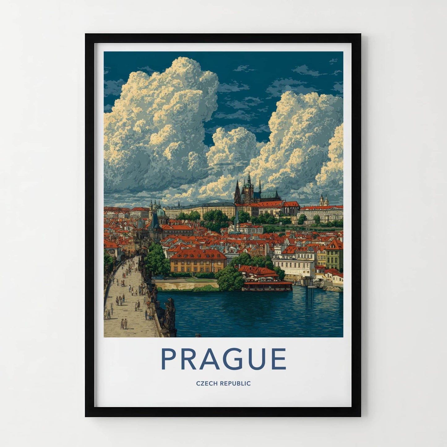 Prague Poster - Czech Republic Travel Art - Historic River City Wall Decor
