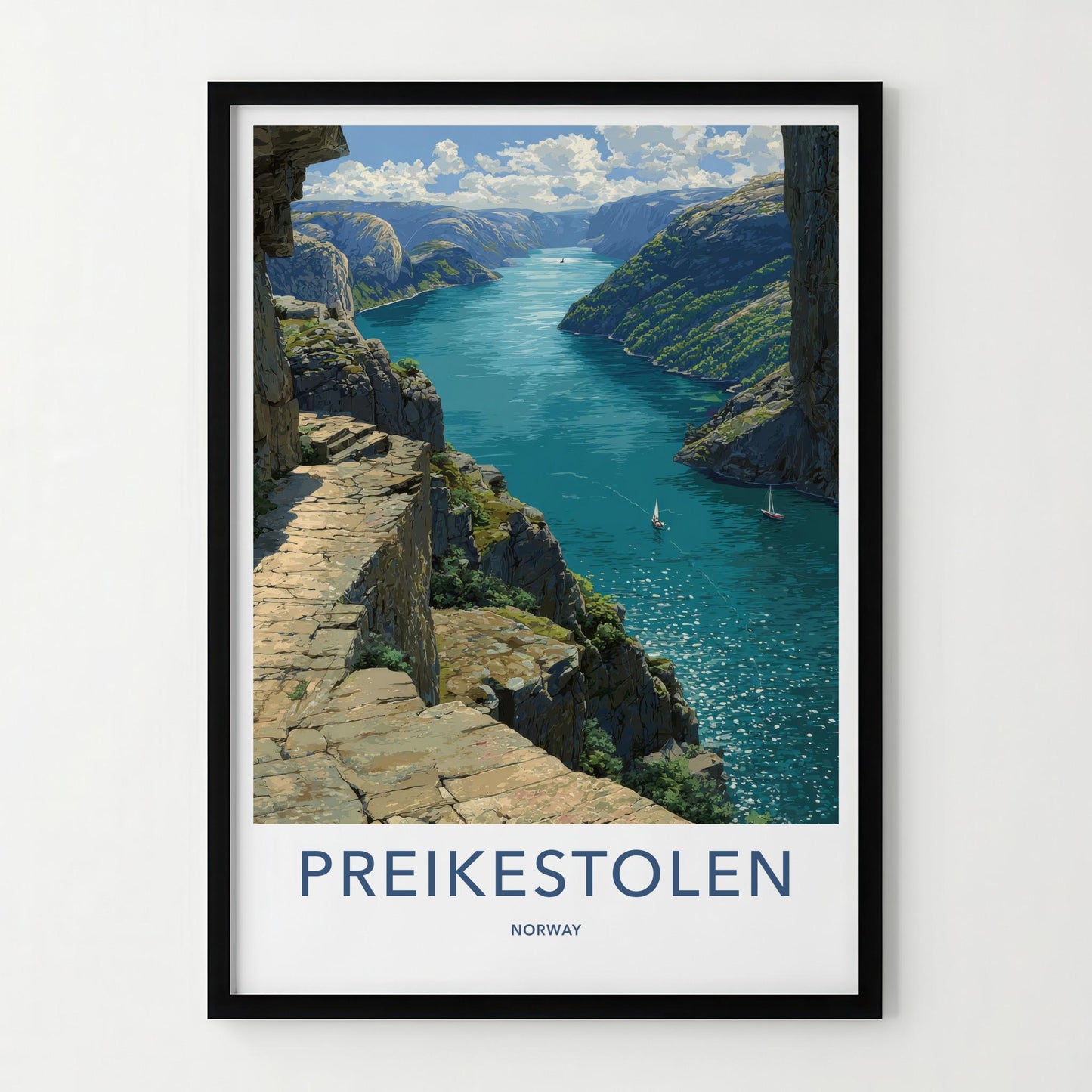 Preikestolen Poster - Norway Travel Art - Majestic Fjord Path Home Decor