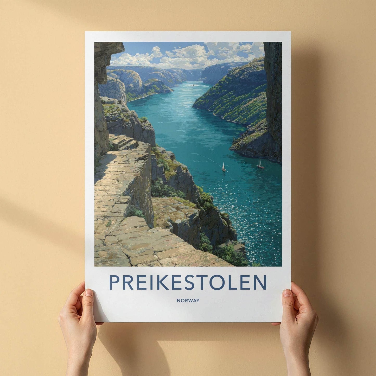 Preikestolen Poster - Norway Travel Art - Majestic Fjord Path Home Decor