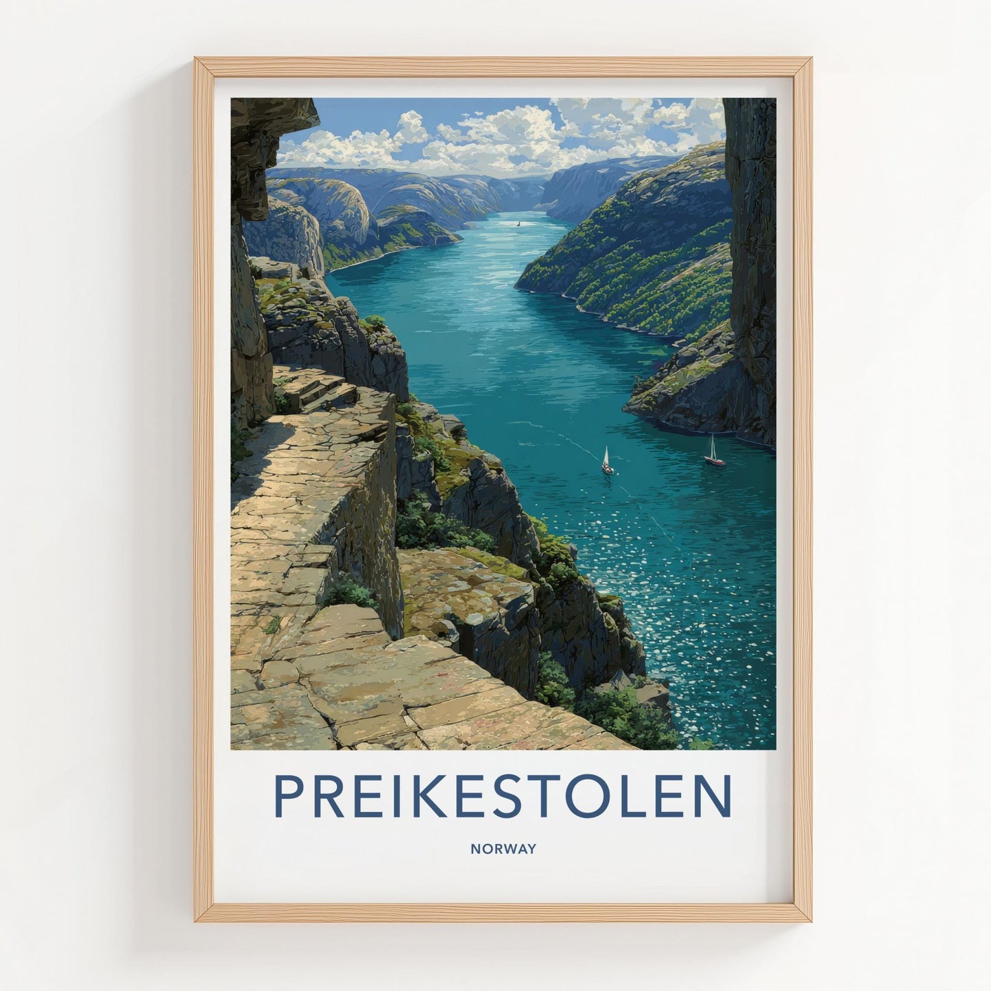Preikestolen Poster - Norway Travel Art - Majestic Fjord Path Home Decor