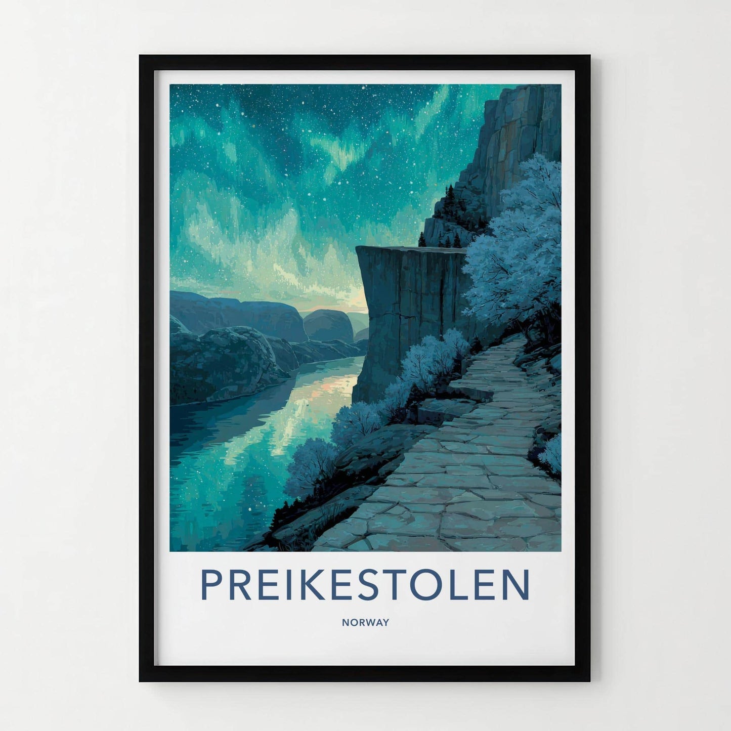 Preikestolen Poster - Norway Travel Art - Northern Fjord Pathway Wall Decor