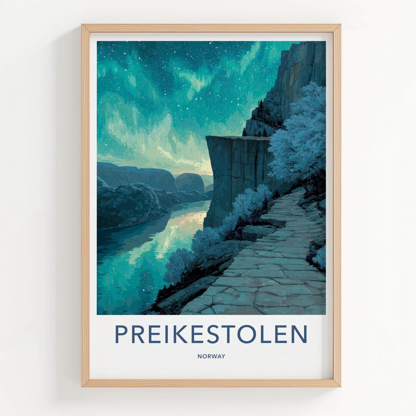 Preikestolen Poster - Norway Travel Art - Northern Fjord Pathway Wall Decor