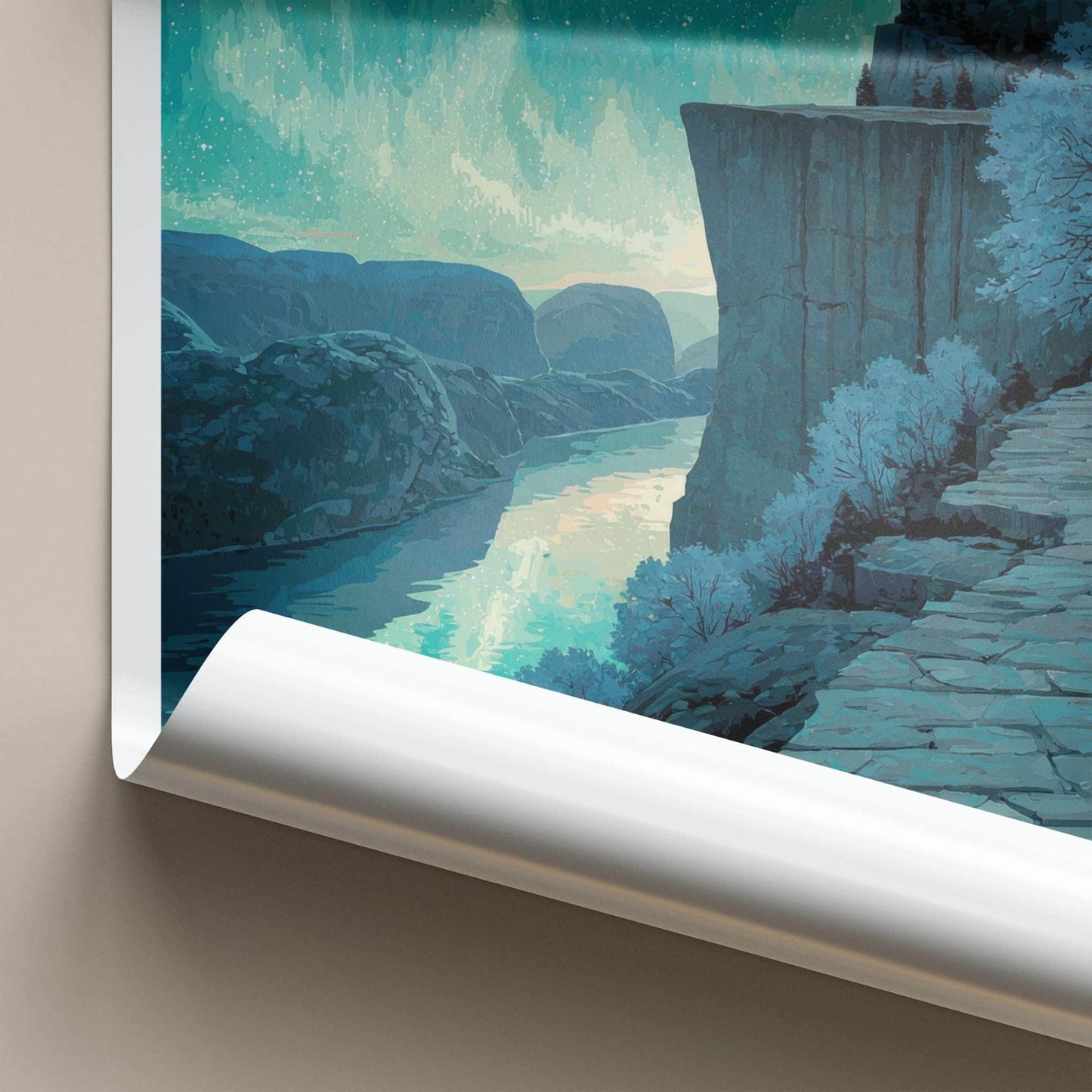 Preikestolen Poster - Norway Travel Art - Northern Fjord Pathway Wall Decor