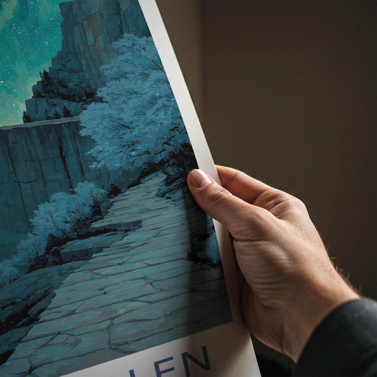 Preikestolen Poster - Norway Travel Art - Northern Fjord Pathway Wall Decor