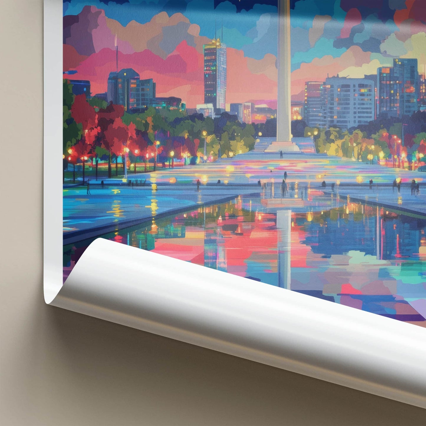Pristina Poster - Kosovo Travel Art - Vibrant Urban Reflection Home Decor