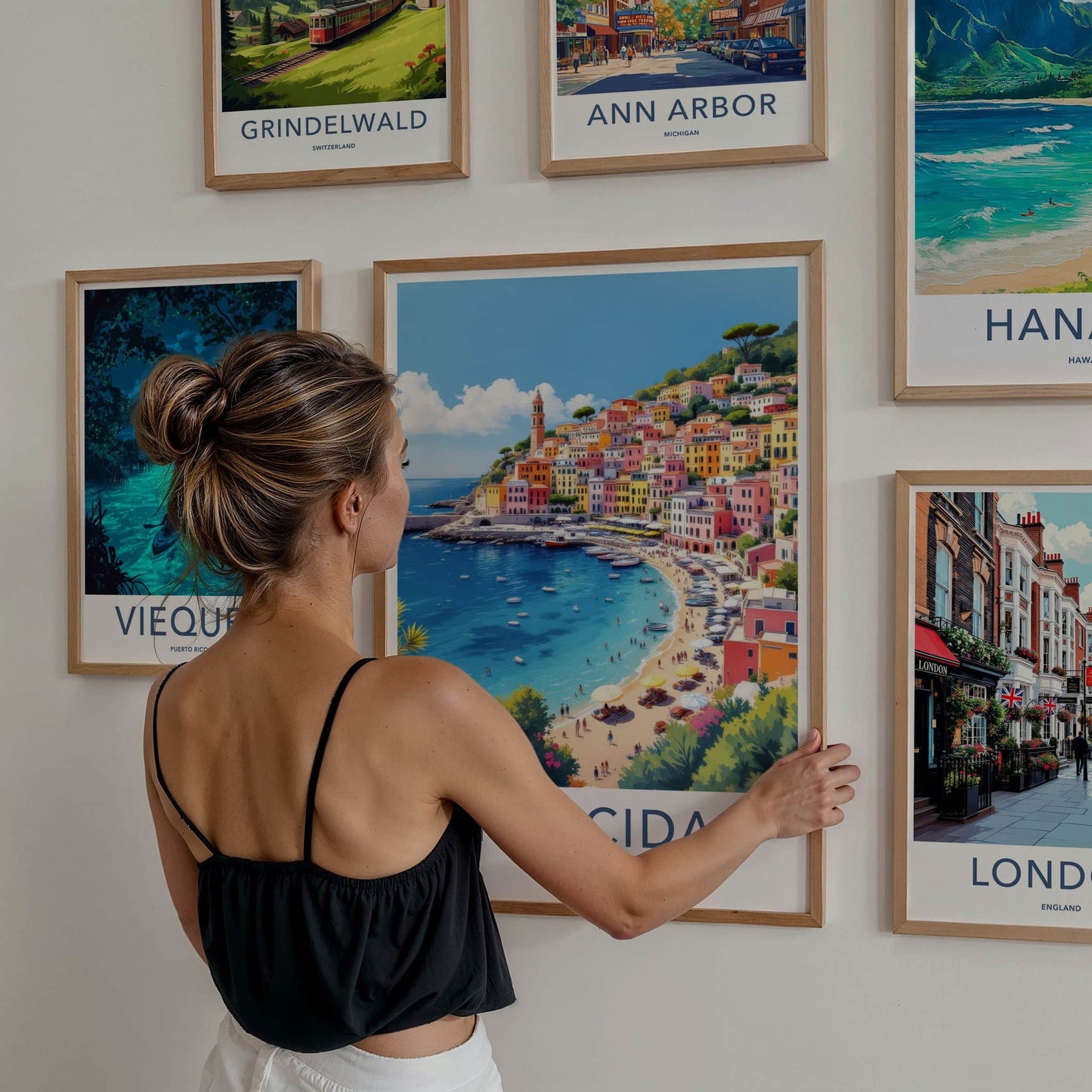 Procida Poster - Italy Travel Art - Colorful Coastal Village Home Art