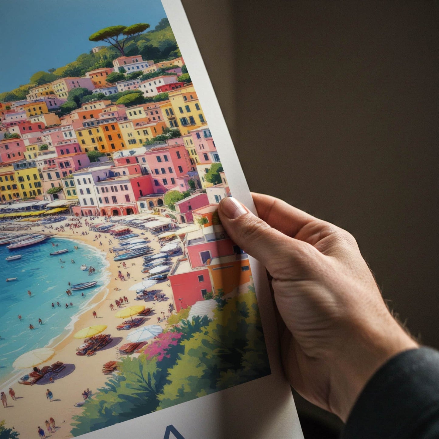 Procida Poster - Italy Travel Art - Colorful Coastal Village Home Art