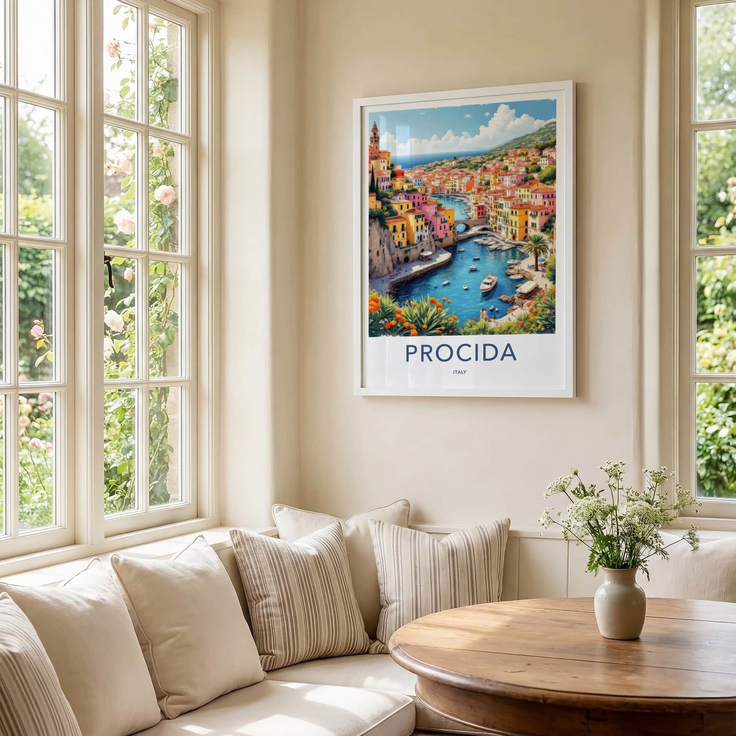 Procida Poster - Italy Travel Art - Vibrant Coastal Village Home Decor