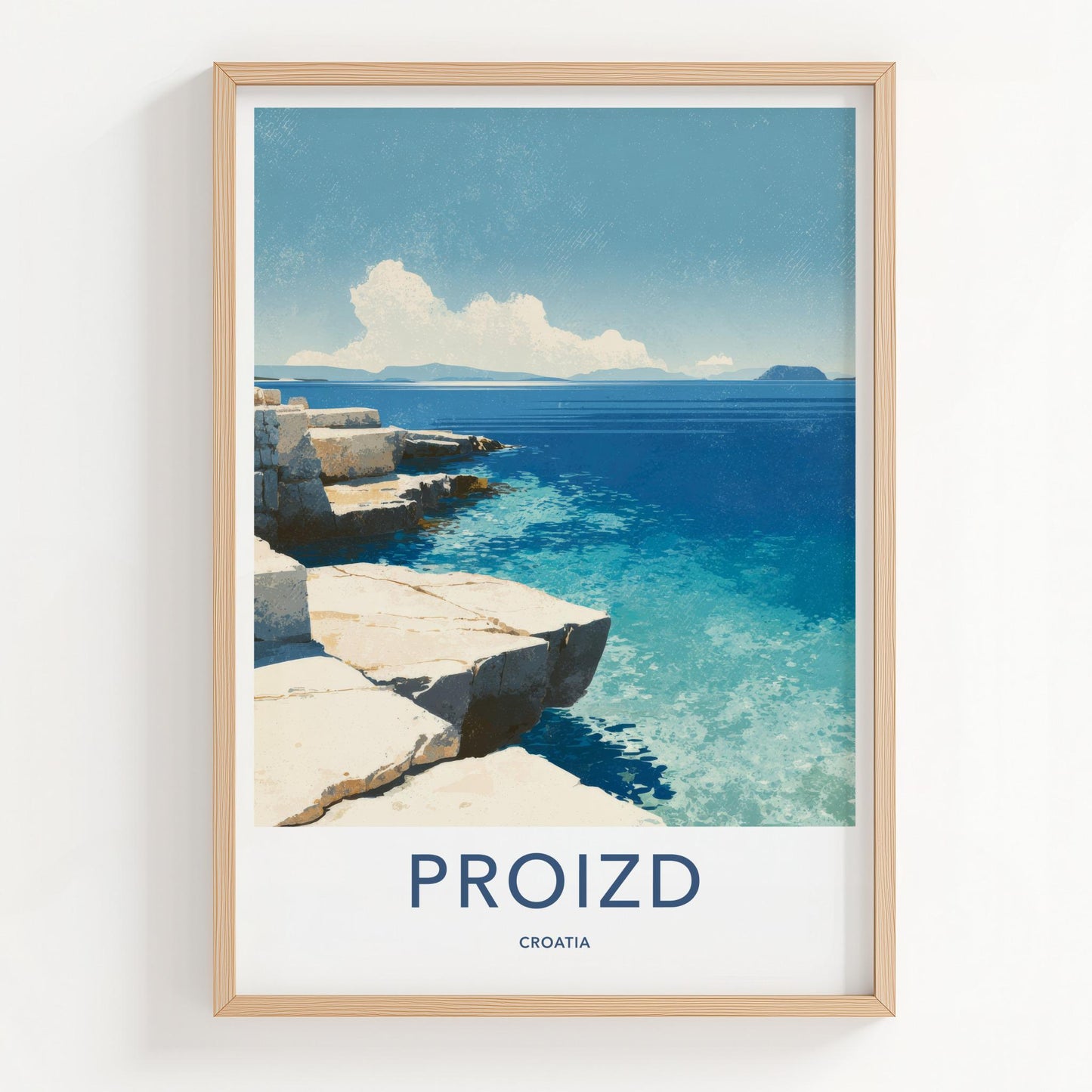 Proizd Poster - Croatia Travel Art - Rocky Coastal View Home Decor