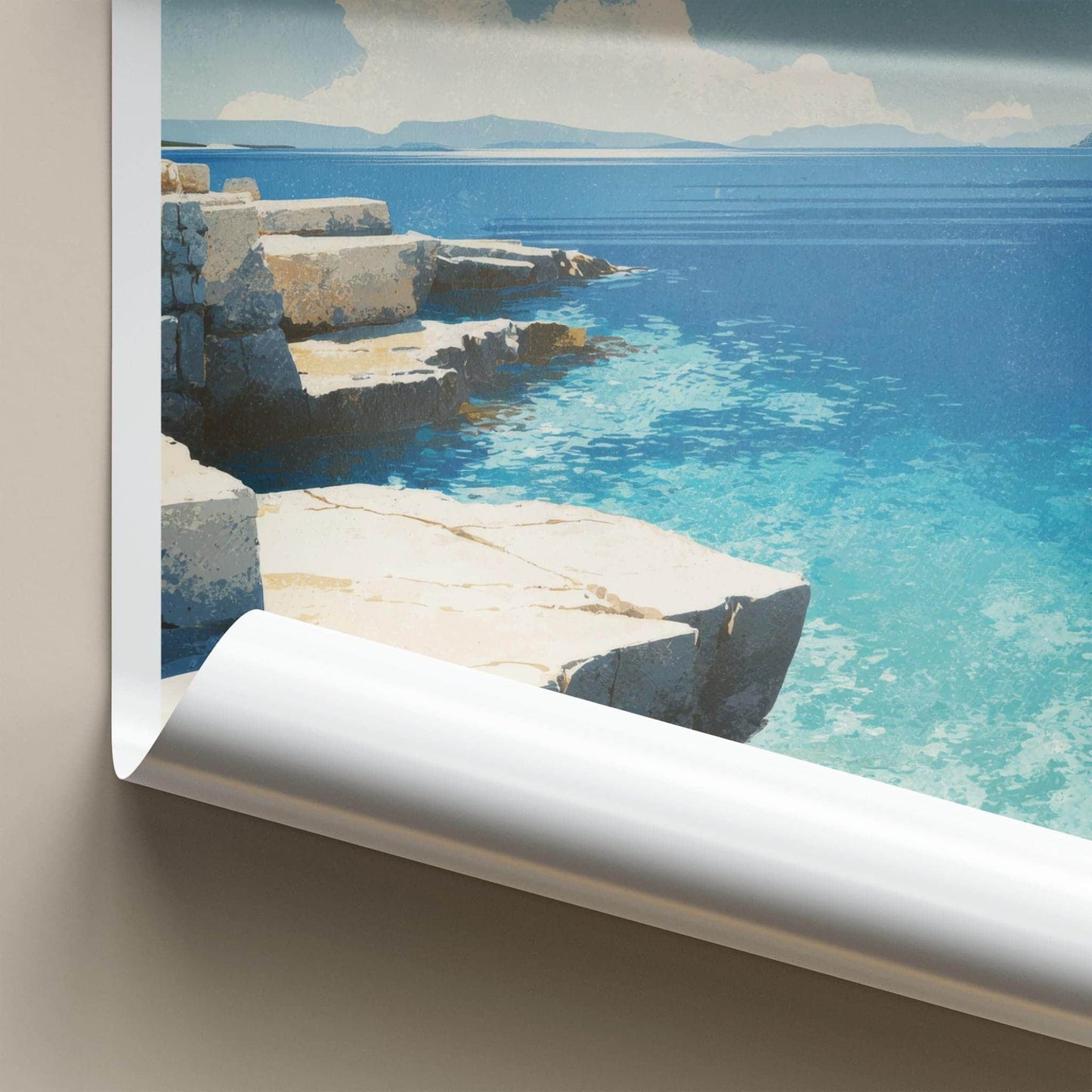 Proizd Poster - Croatia Travel Art - Rocky Coastal View Home Decor