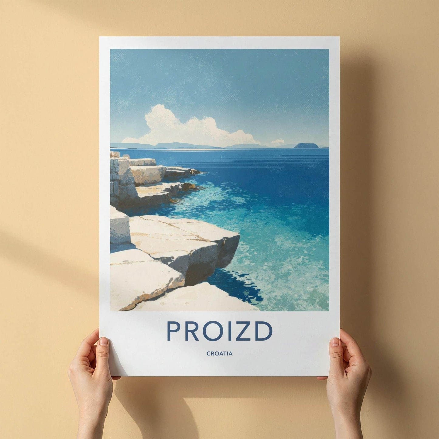 Proizd Poster - Croatia Travel Art - Rocky Coastal View Home Decor