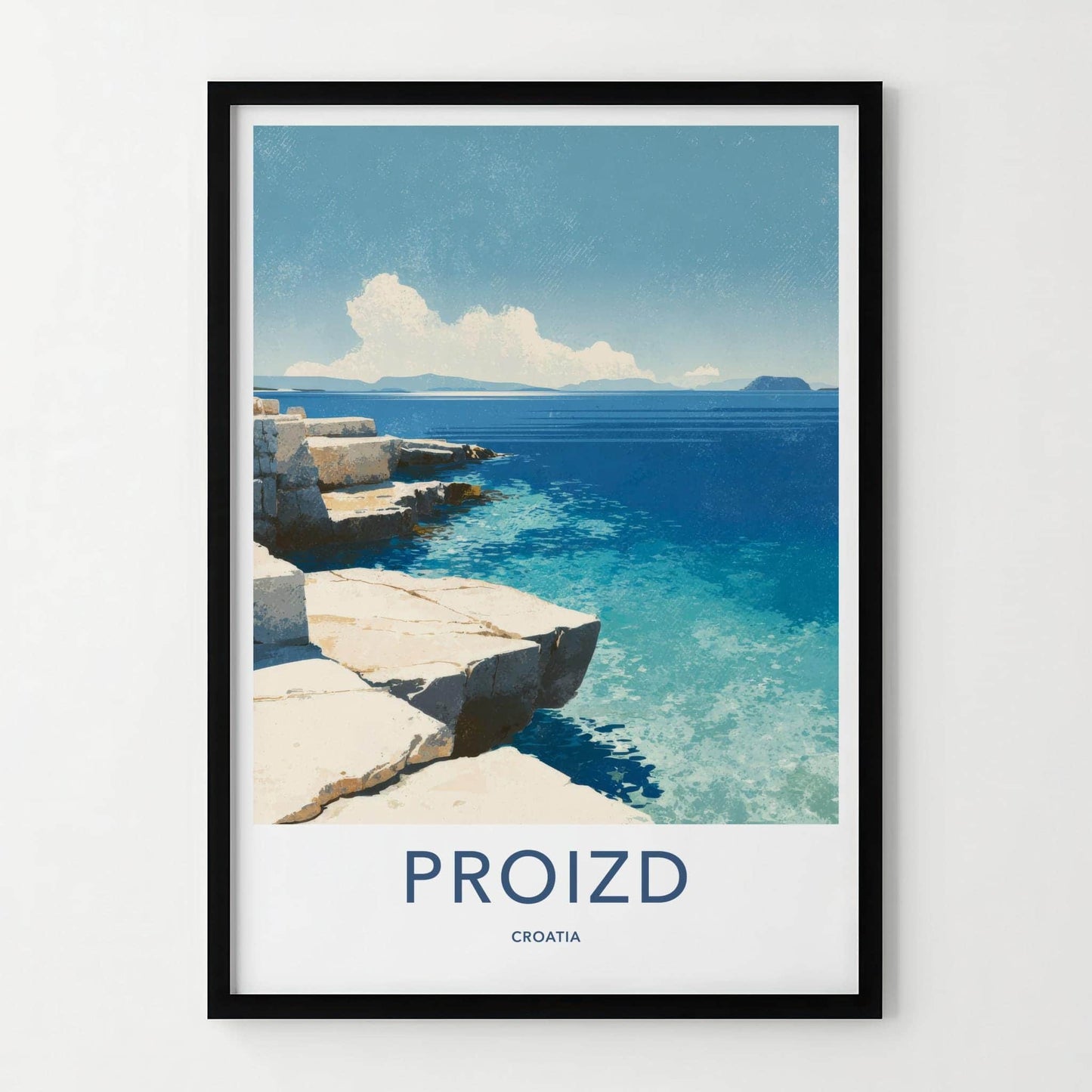 Proizd Poster - Croatia Travel Art - Rocky Coastal View Home Decor