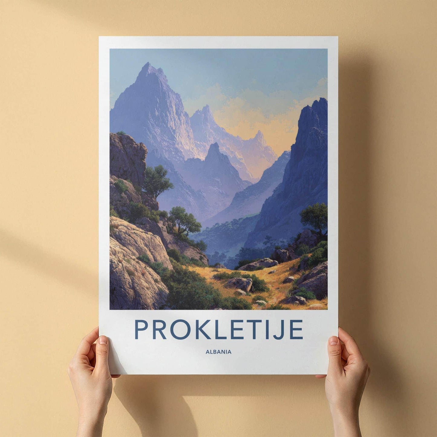Prokletije Poster - Albania Travel Art - Rugged Mountain Valley Home Decor