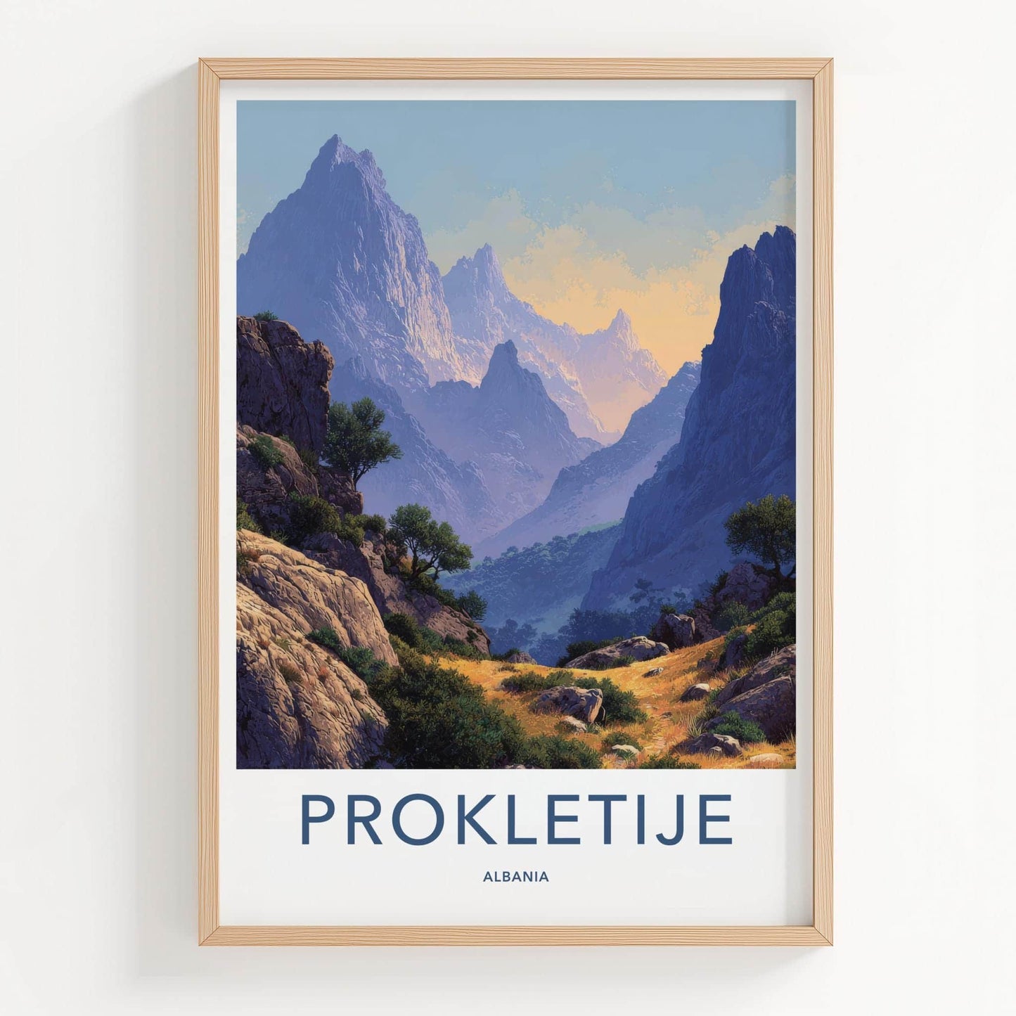 Prokletije Poster - Albania Travel Art - Rugged Mountain Valley Home Decor
