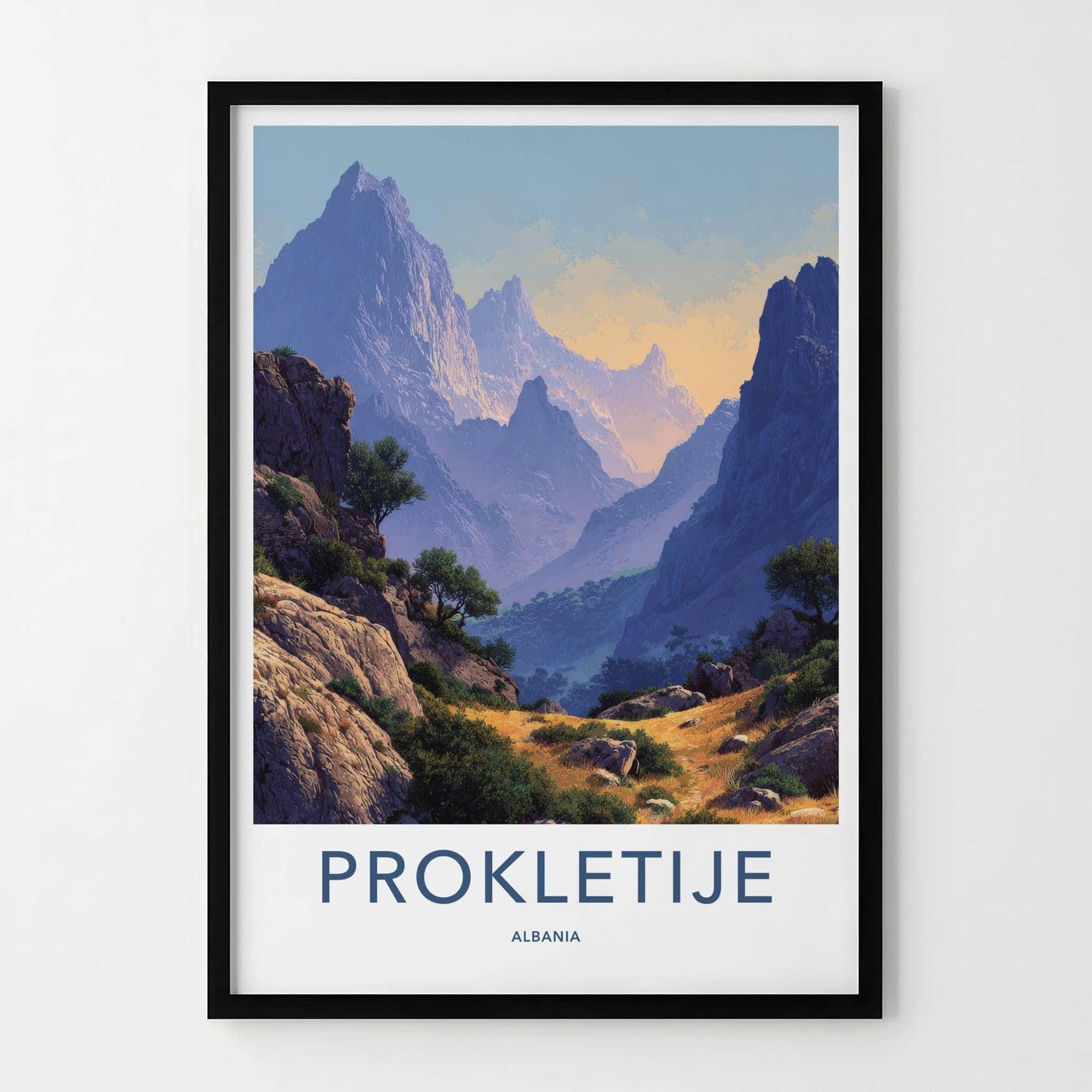 Prokletije Poster - Albania Travel Art - Rugged Mountain Valley Home Decor