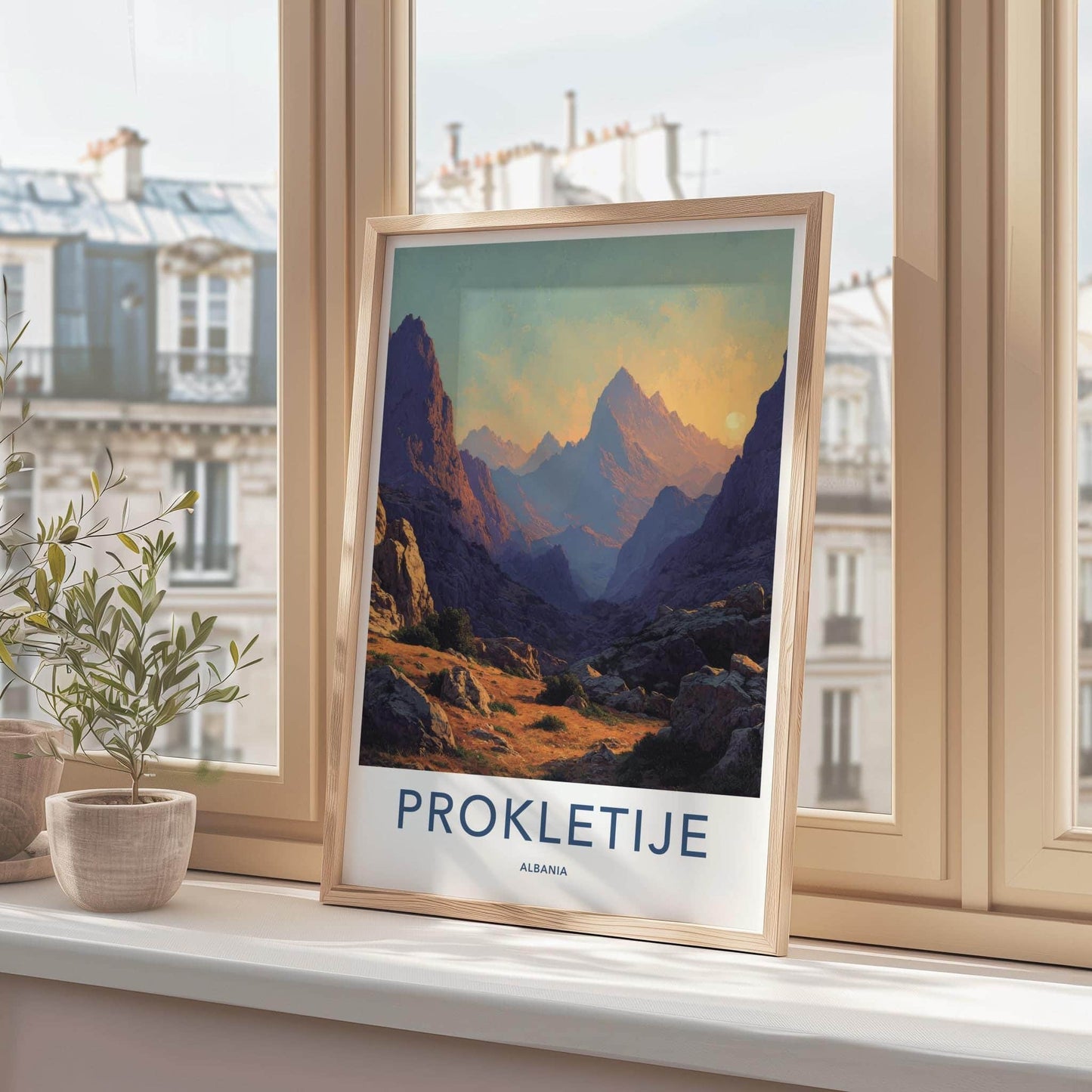 Prokletije Poster - Albania Travel Art - Rugged Valley Sunset Home Decor
