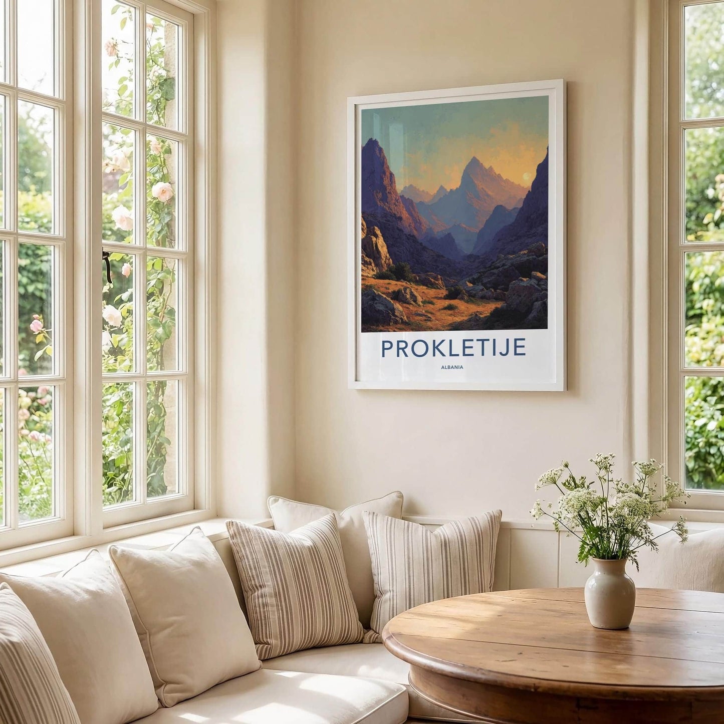 Prokletije Poster - Albania Travel Art - Rugged Valley Sunset Home Decor