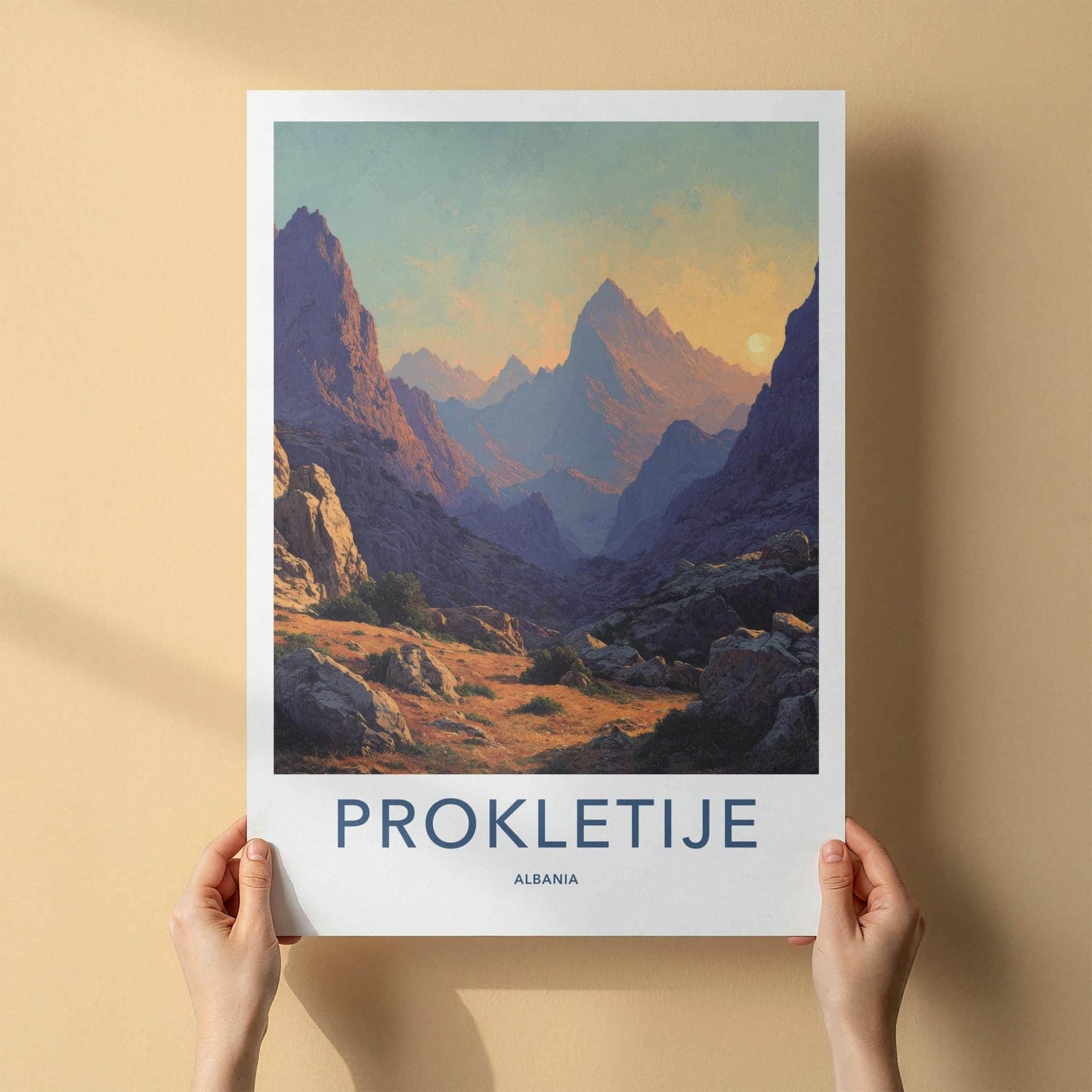 Prokletije Poster - Albania Travel Art - Rugged Valley Sunset Home Decor